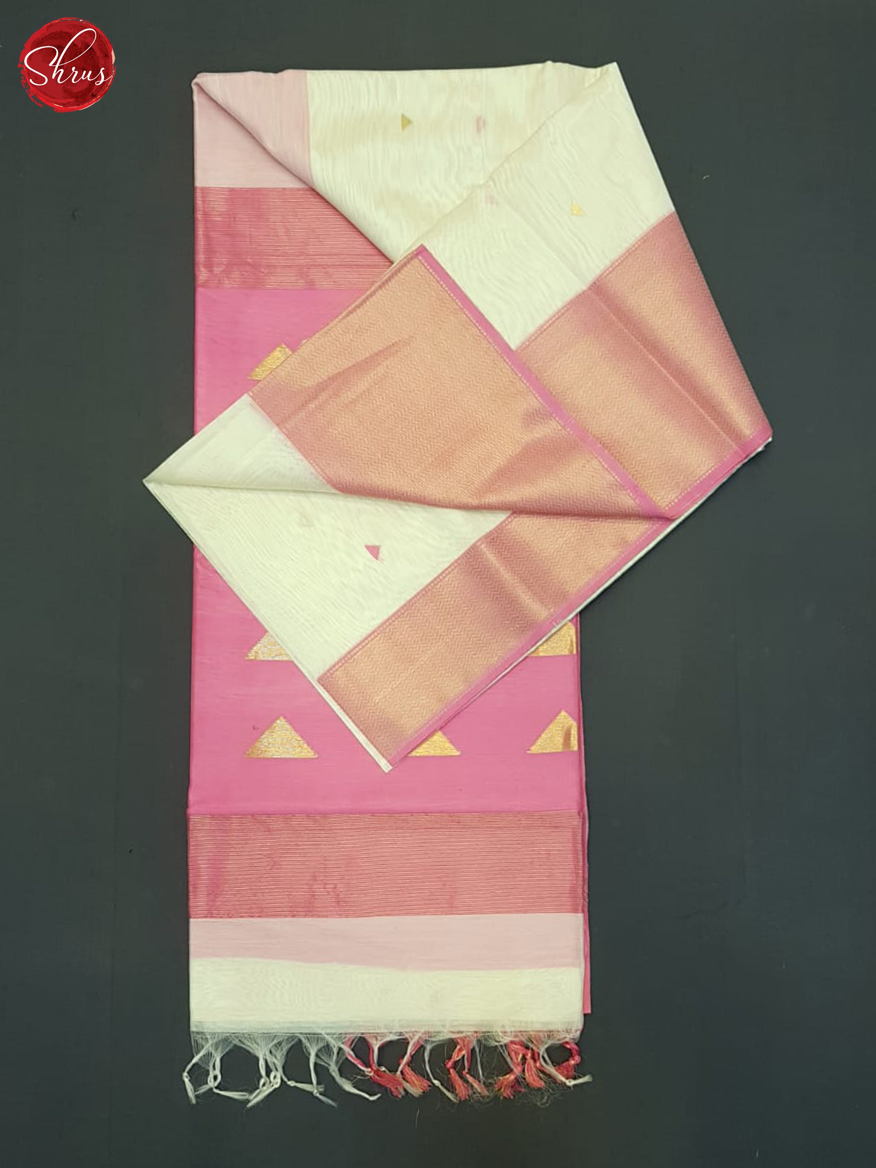 Cream And Pink- Maheshwari Silk Cotton Saree - Shop on ShrusEternity.com