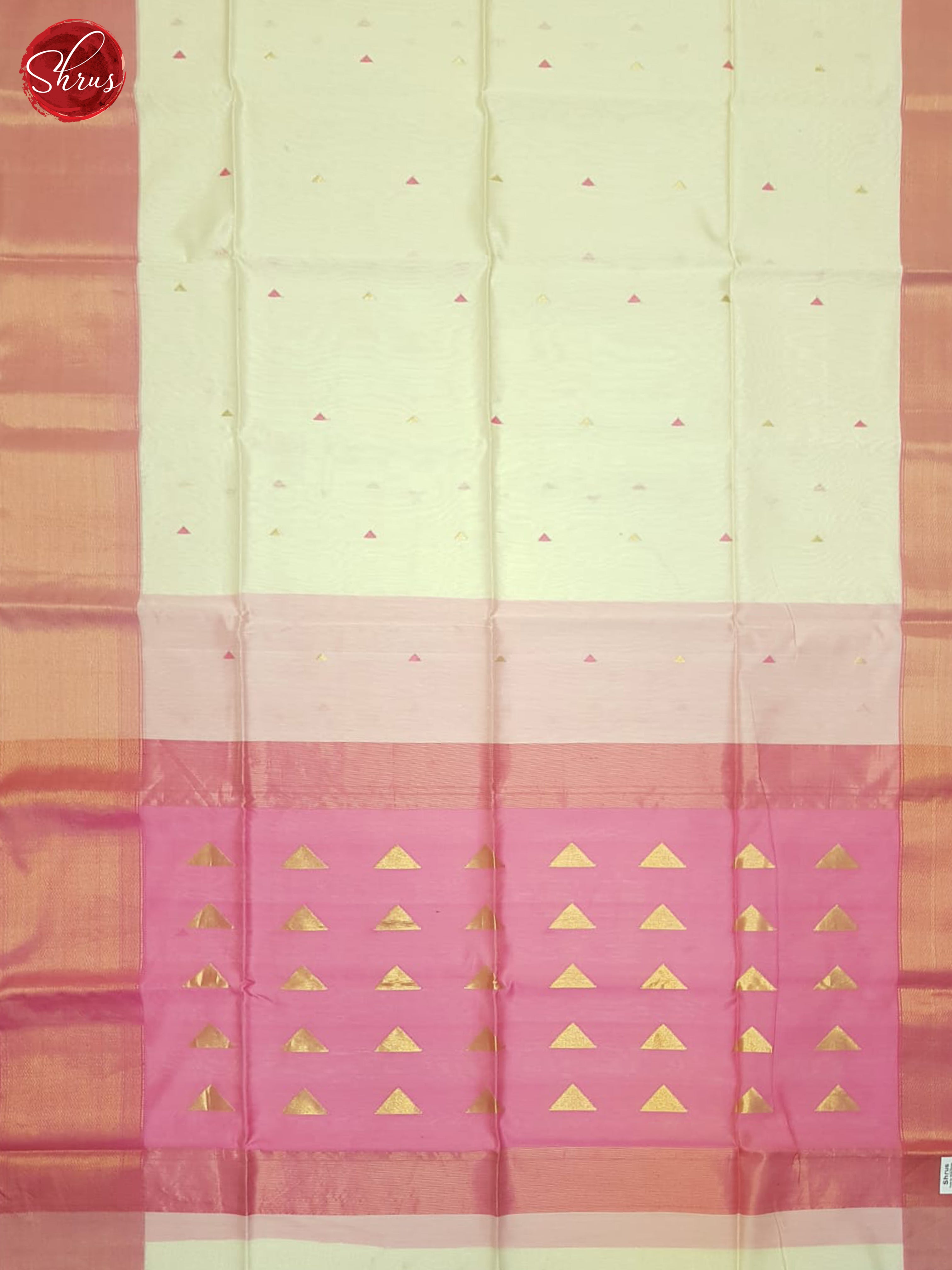 Cream And Pink- Maheshwari Silk Cotton Saree - Shop on ShrusEternity.com