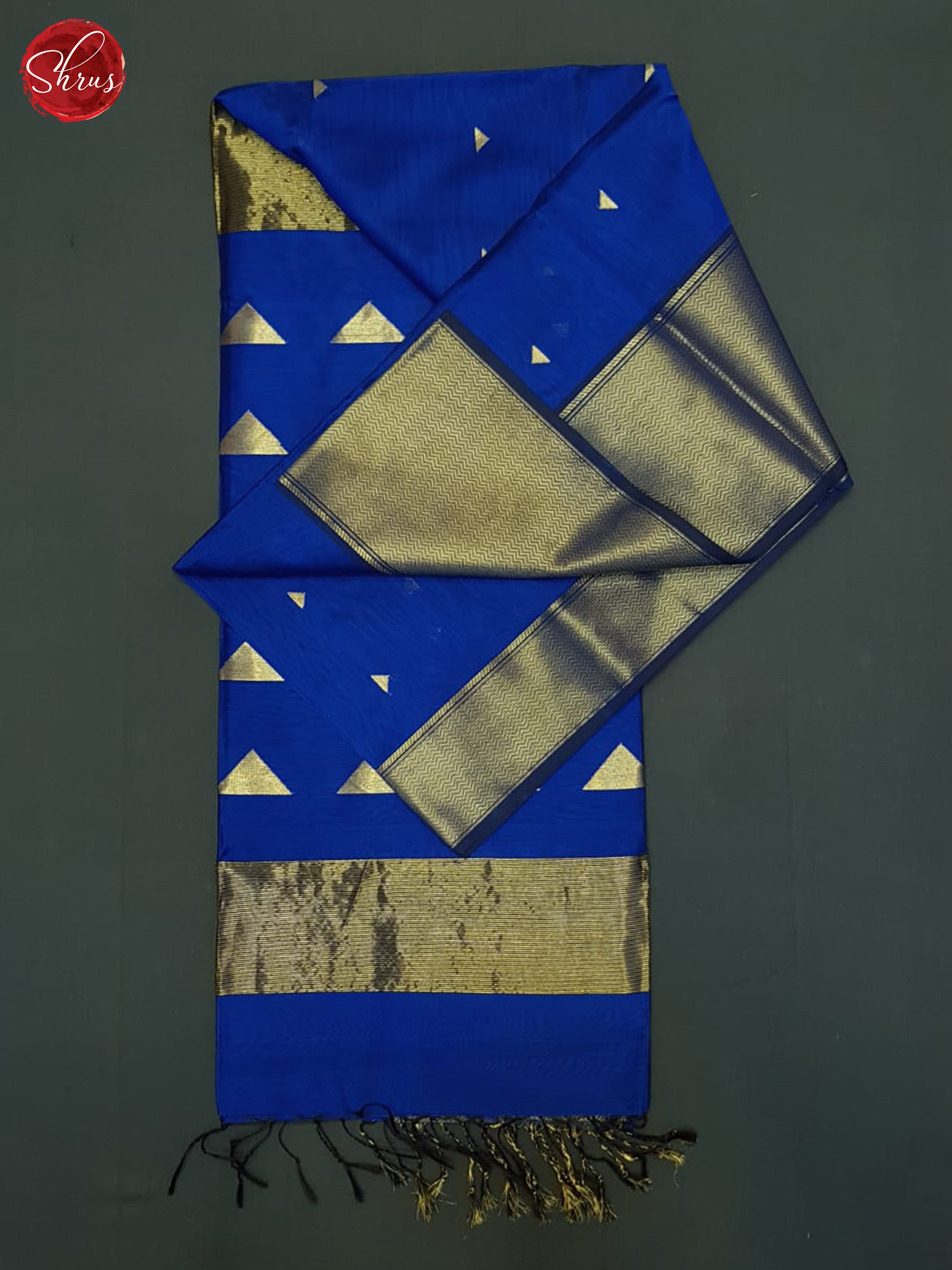 Blue(Single Tone)- Maheshwari Silk Cotton Saree - Shop on ShrusEternity.com