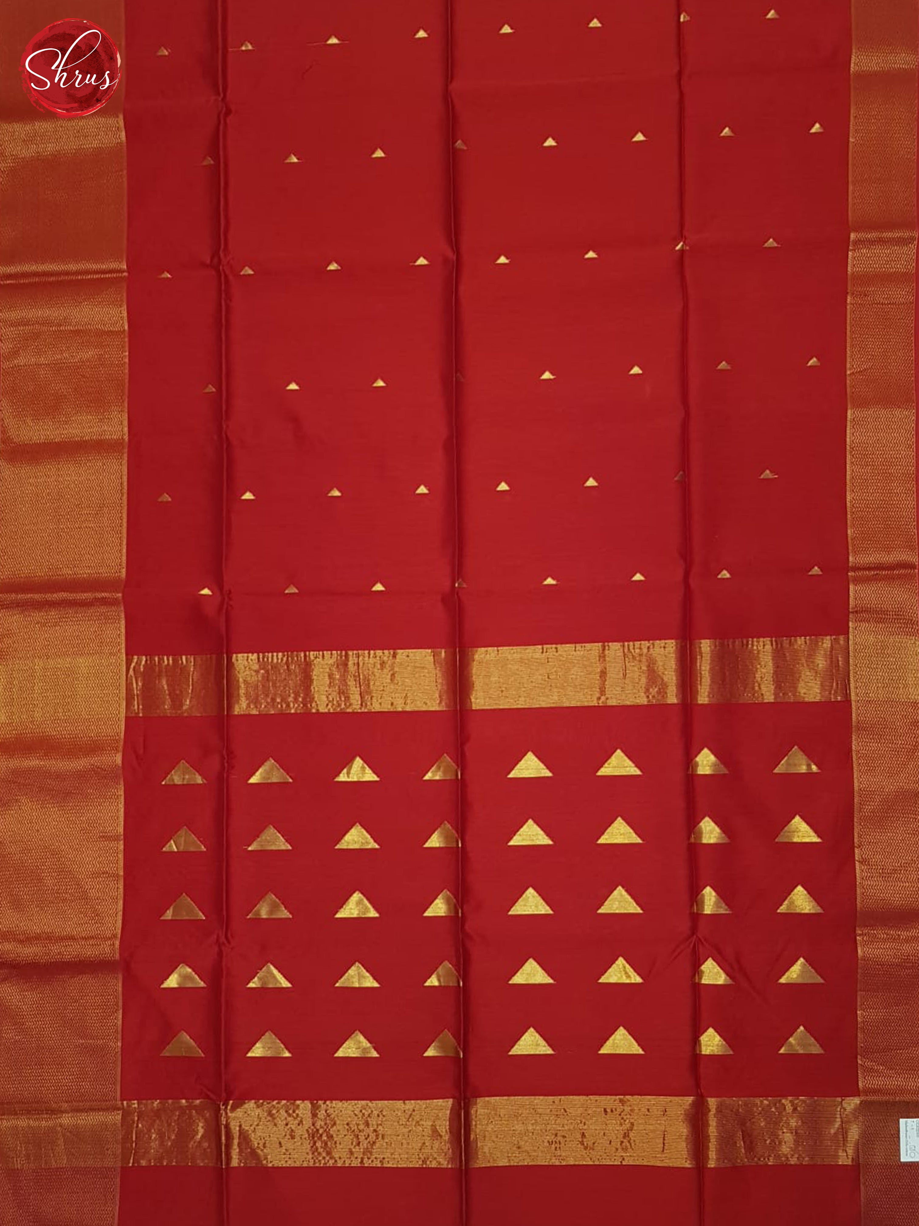 Red(Single Tone)- Maheshwari Silk Cotton saree - Shop on ShrusEternity.com