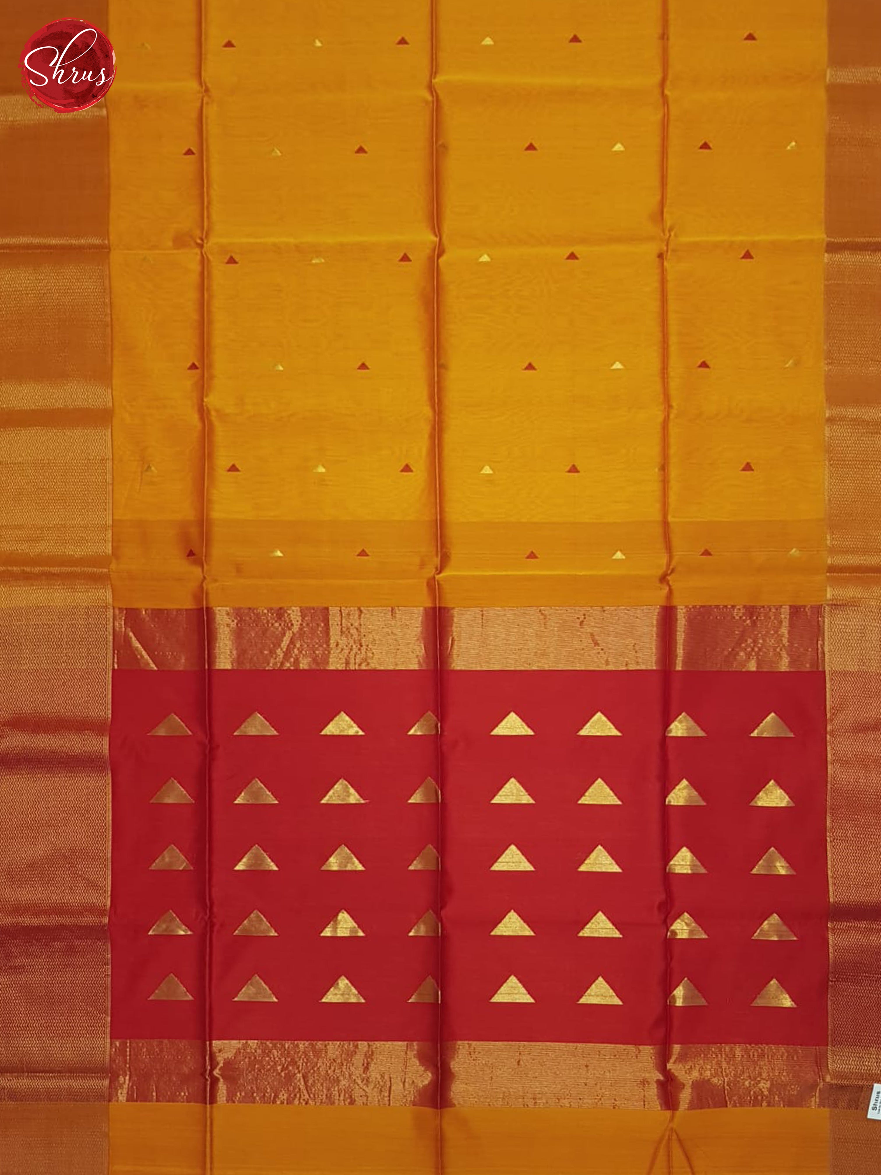 Fire Orange and Red - Maheshwari silkcotton Saree - Shop on ShrusEternity.com