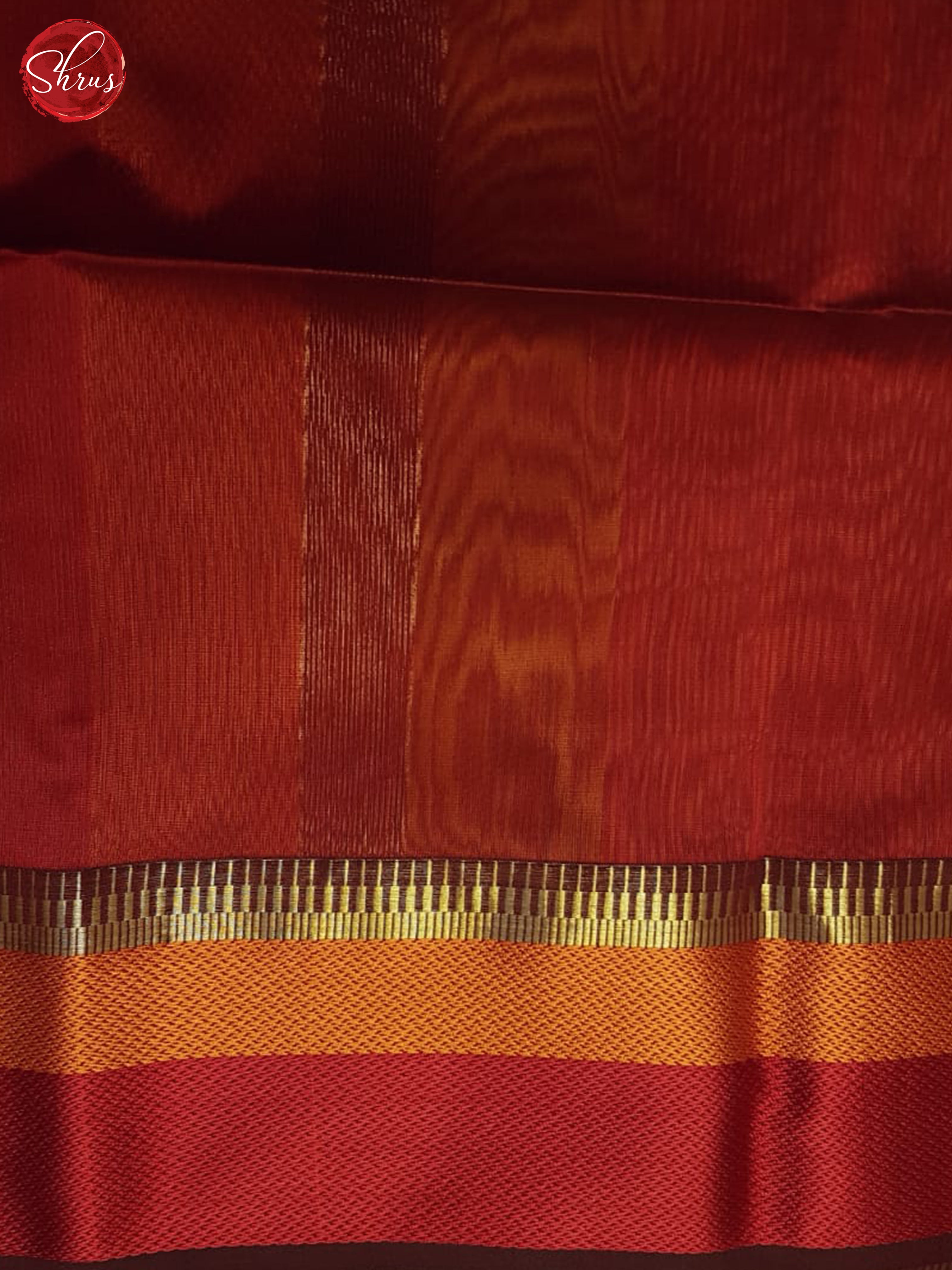 Dull Gold & Red - Maheshwari silkcotton Saree - Shop on ShrusEternity.com