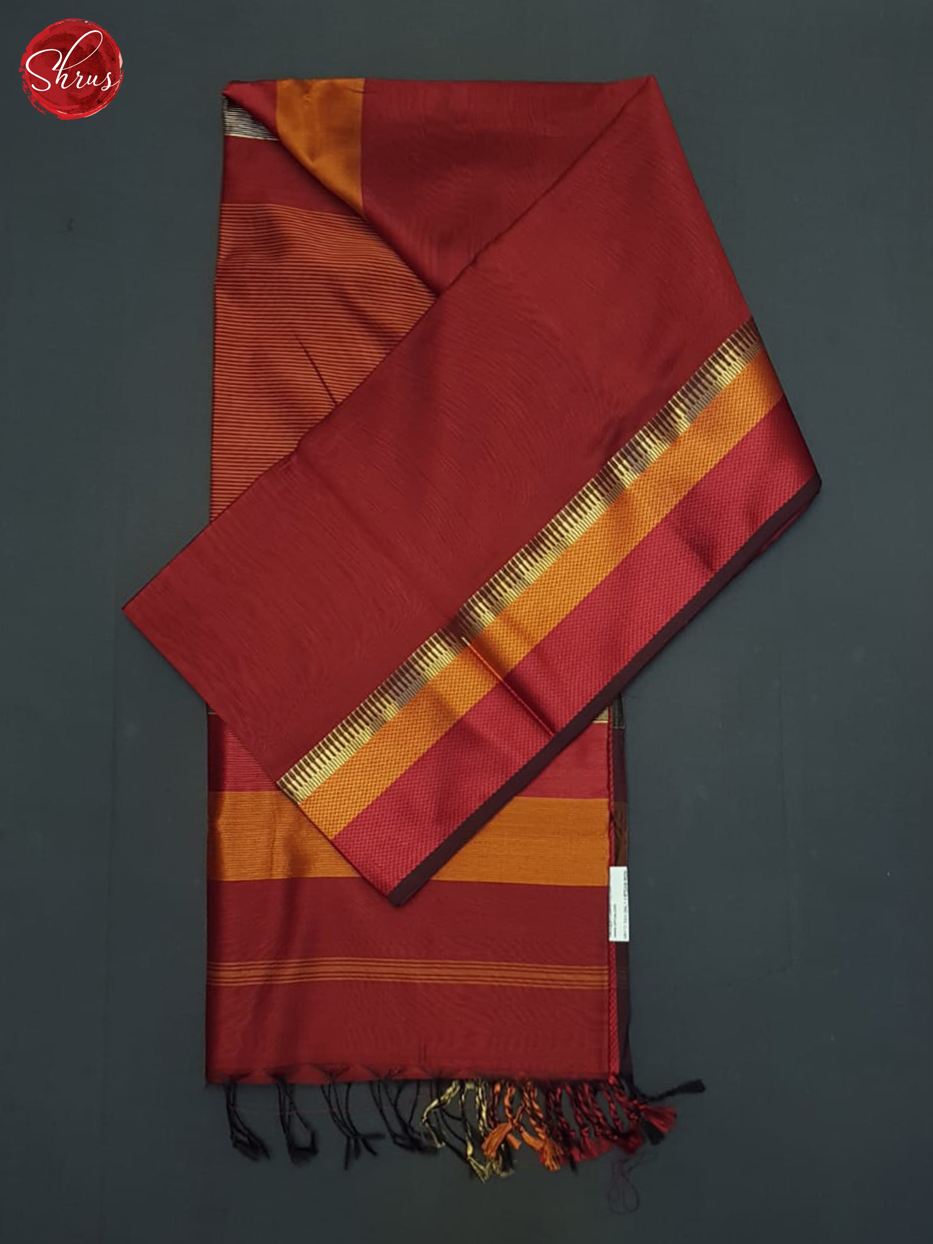 Arakku Maroon & Red - Maheshwari silkcotton Saree - Shop on ShrusEternity.com