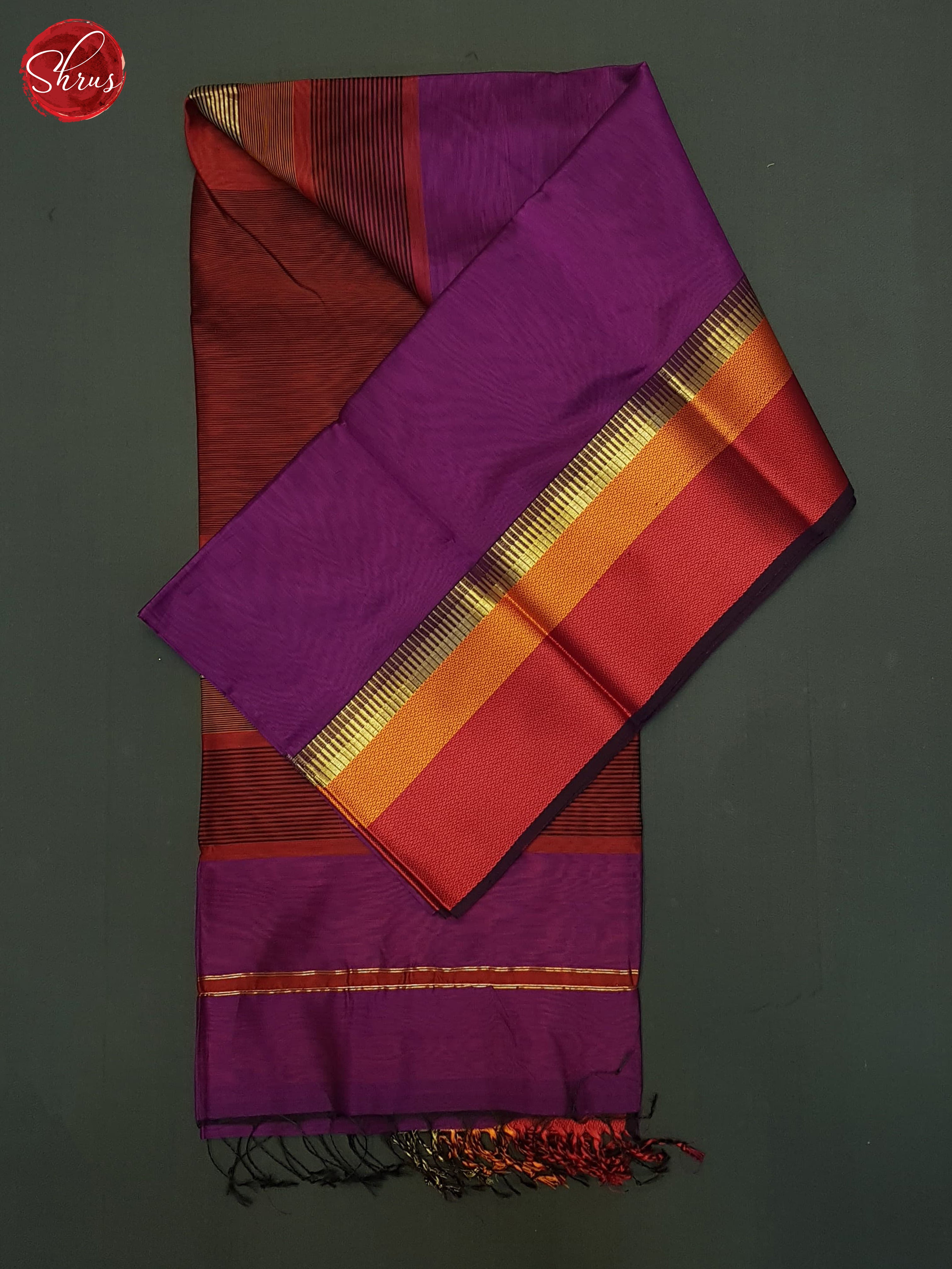 Violet And Maroon- Maheshwari Silk Cotton Saree - Shop on ShrusEternity.com