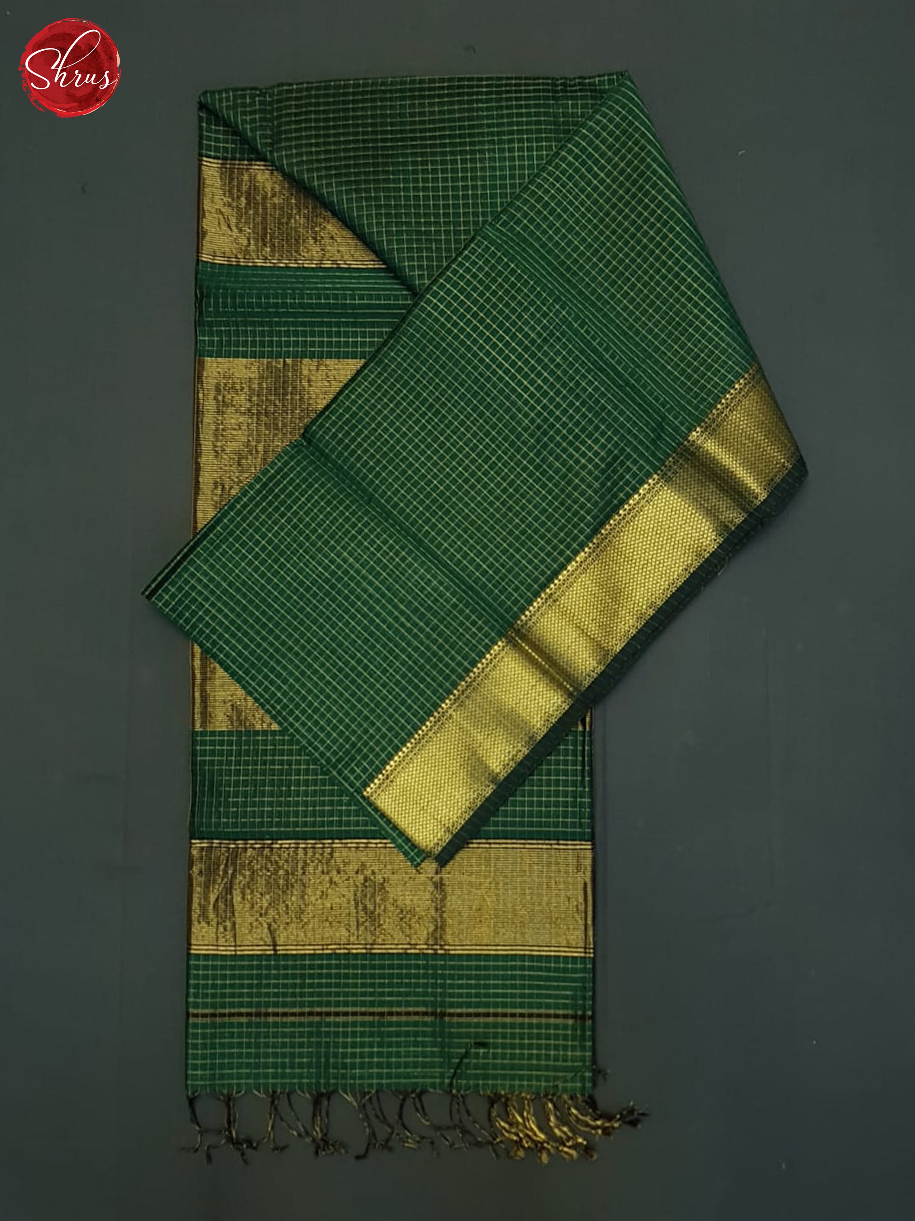 Green And Black- Maheshwari Silk Cotton Saree - Shop on ShrusEternity.com