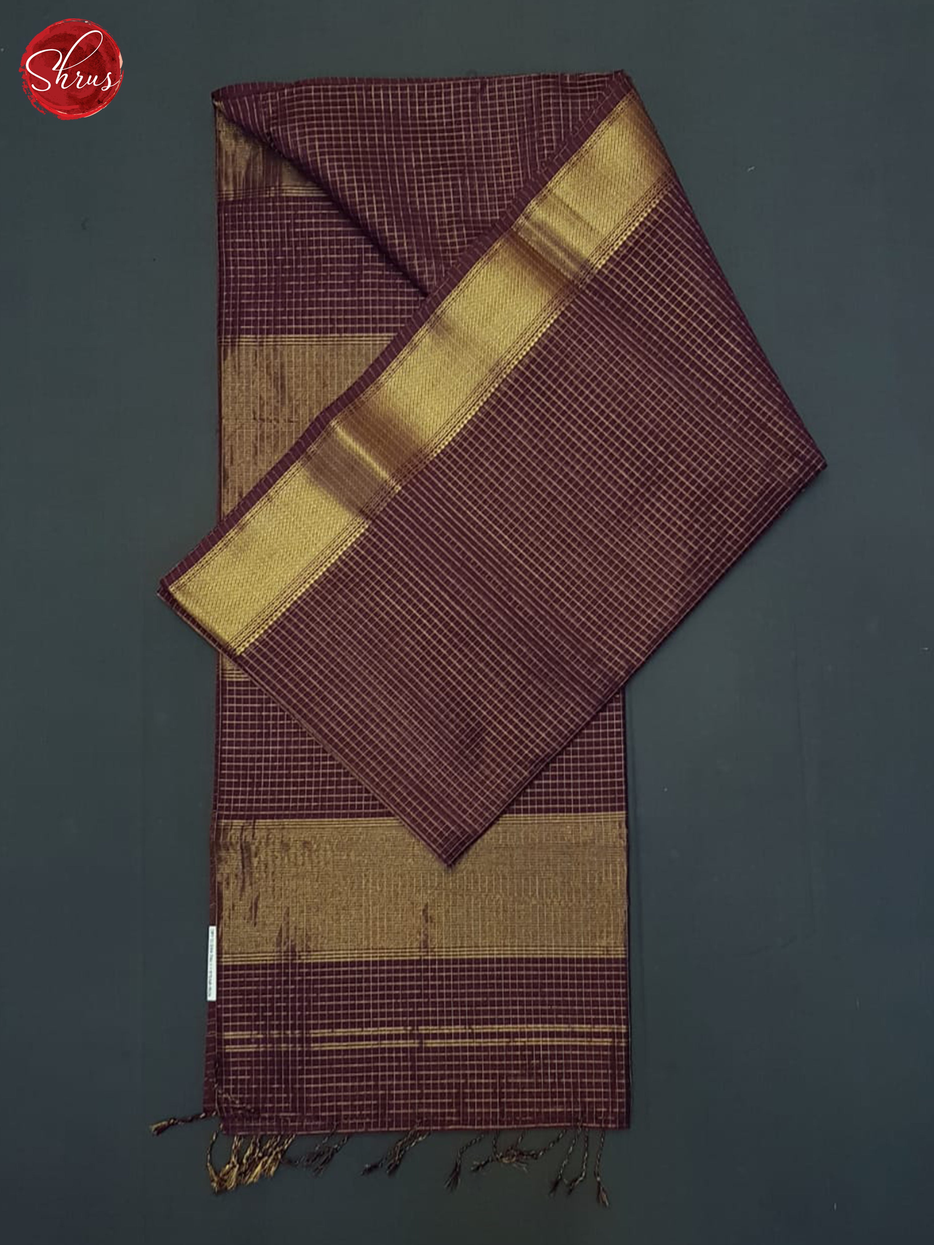 Wine(Single Tone)- Maheshwari SIlk Cotton Saree - Shop on ShrusEternity.com