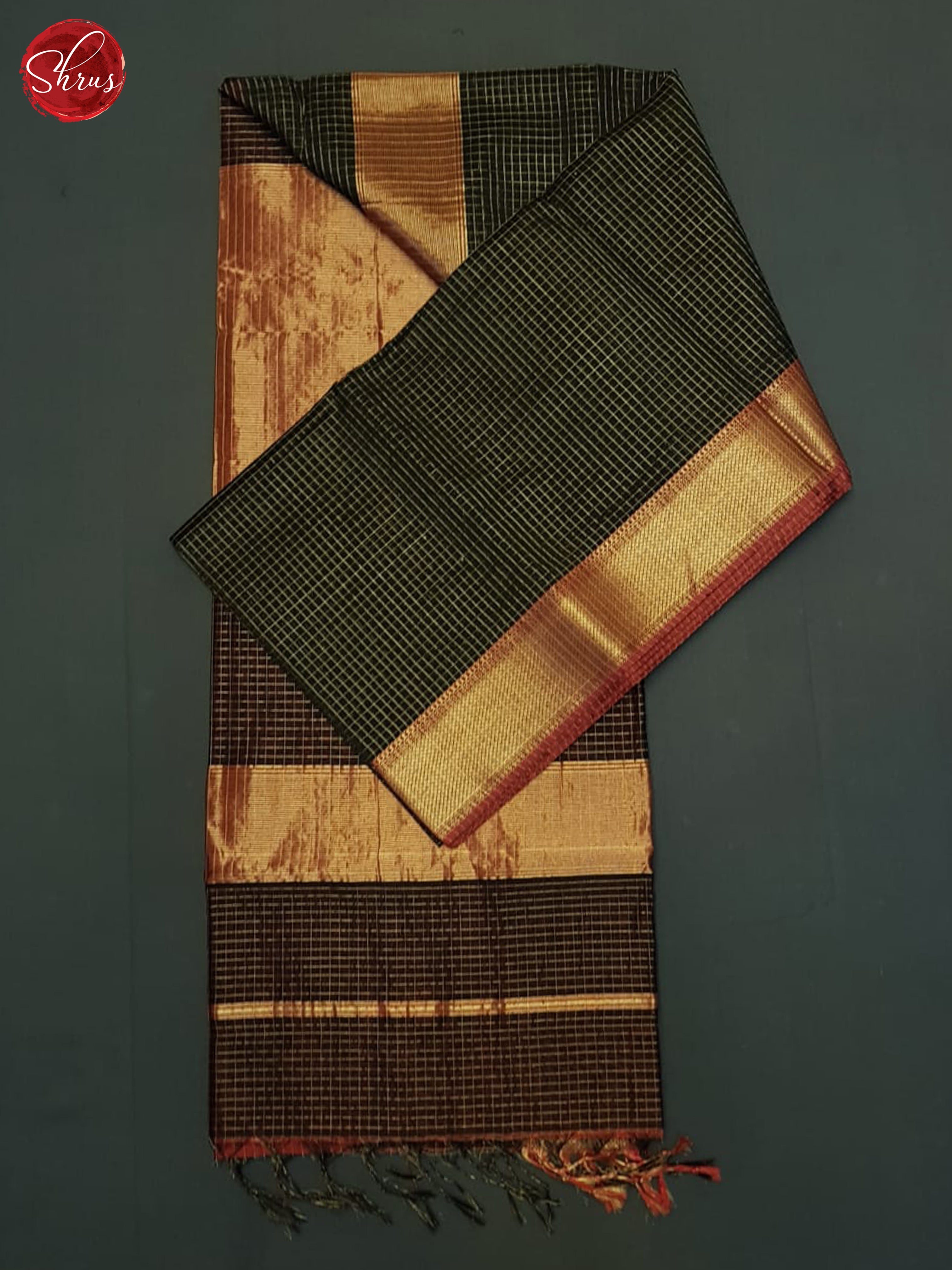 Black & Red- Maheshwari silkcotton Saree - Shop on ShrusEternity.com