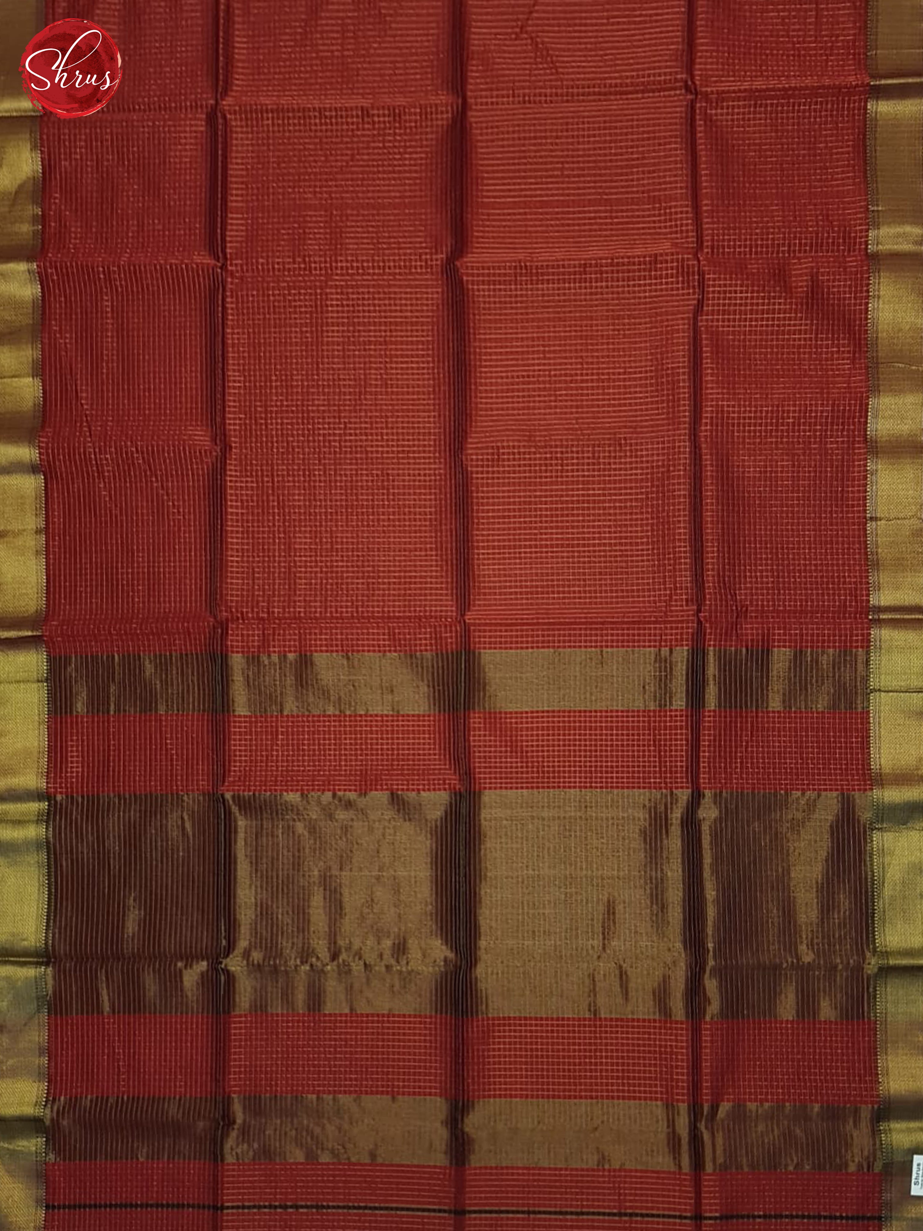 Red(Single tone)- Maheshwari silkcotton Saree - Shop on ShrusEternity.com