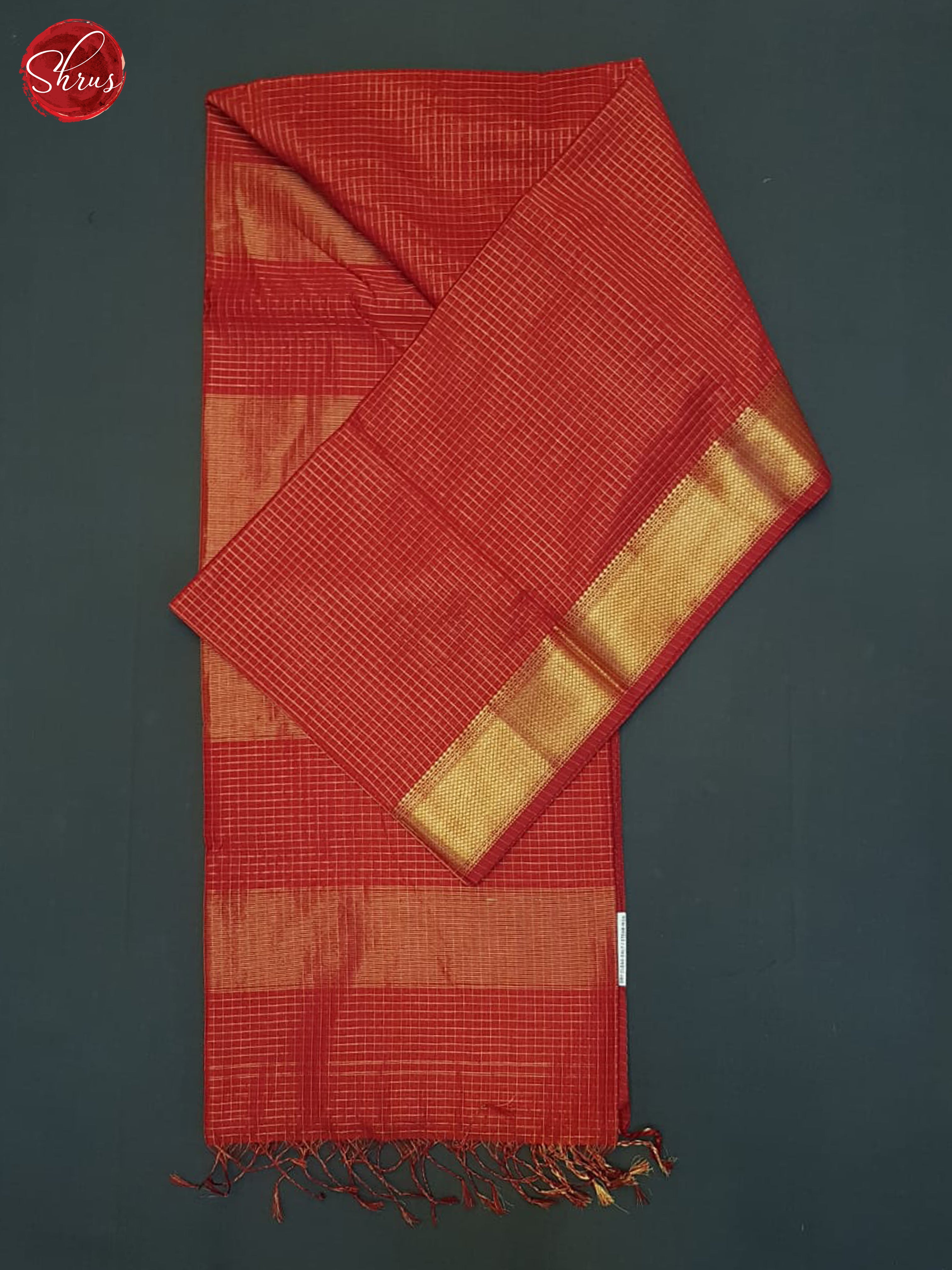 Red(Single Tone)- Maheshwari Silk Cotton Saree - Shop on ShrusEternity.com