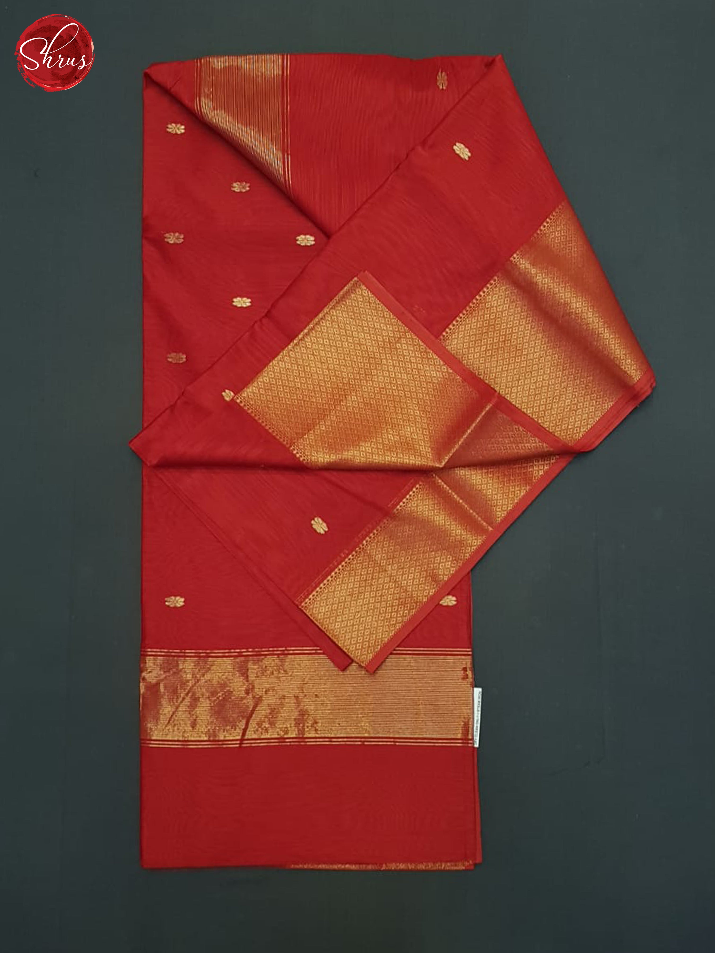 Red(Single Tone)- Maheshwari silkcotton Saree - Shop on ShrusEternity.com