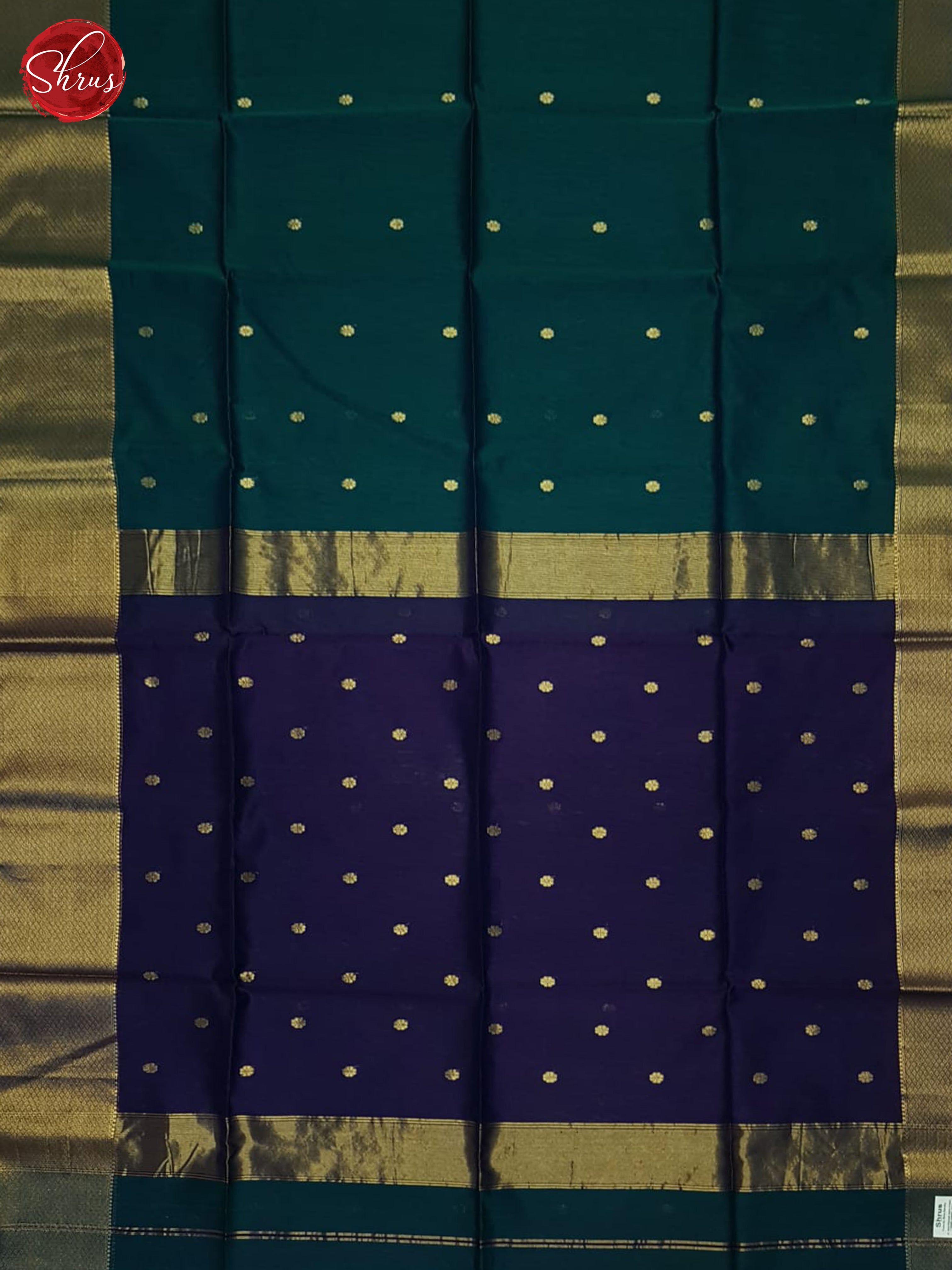 Peacock Neck & Purple - Maheshwari silkcotton Saree - Shop on ShrusEternity.com