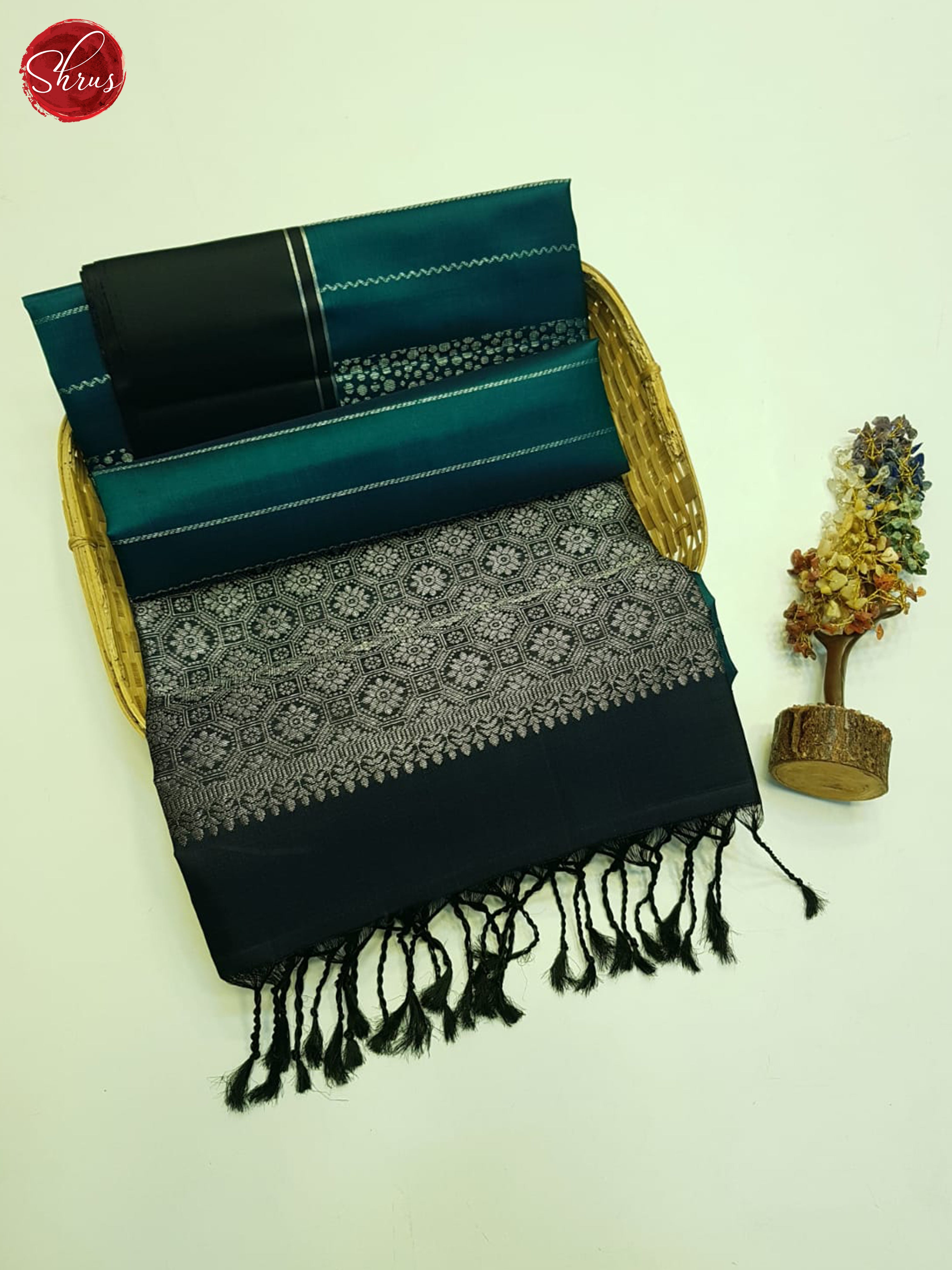German Blue And Blue- Soft Silk Saree - Shop on ShrusEternity.com