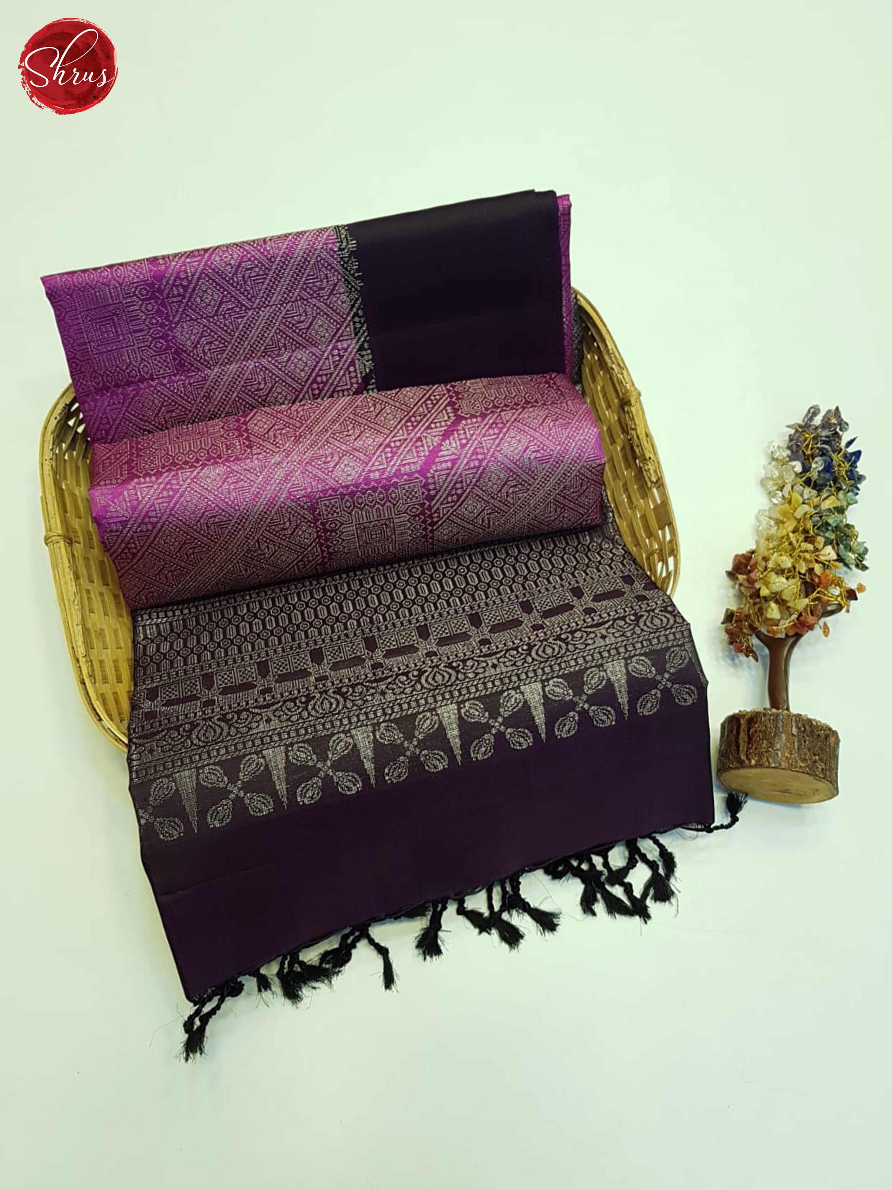 Pink And Deep Wine- Soft Silk Saree - Shop on ShrusEternity.com
