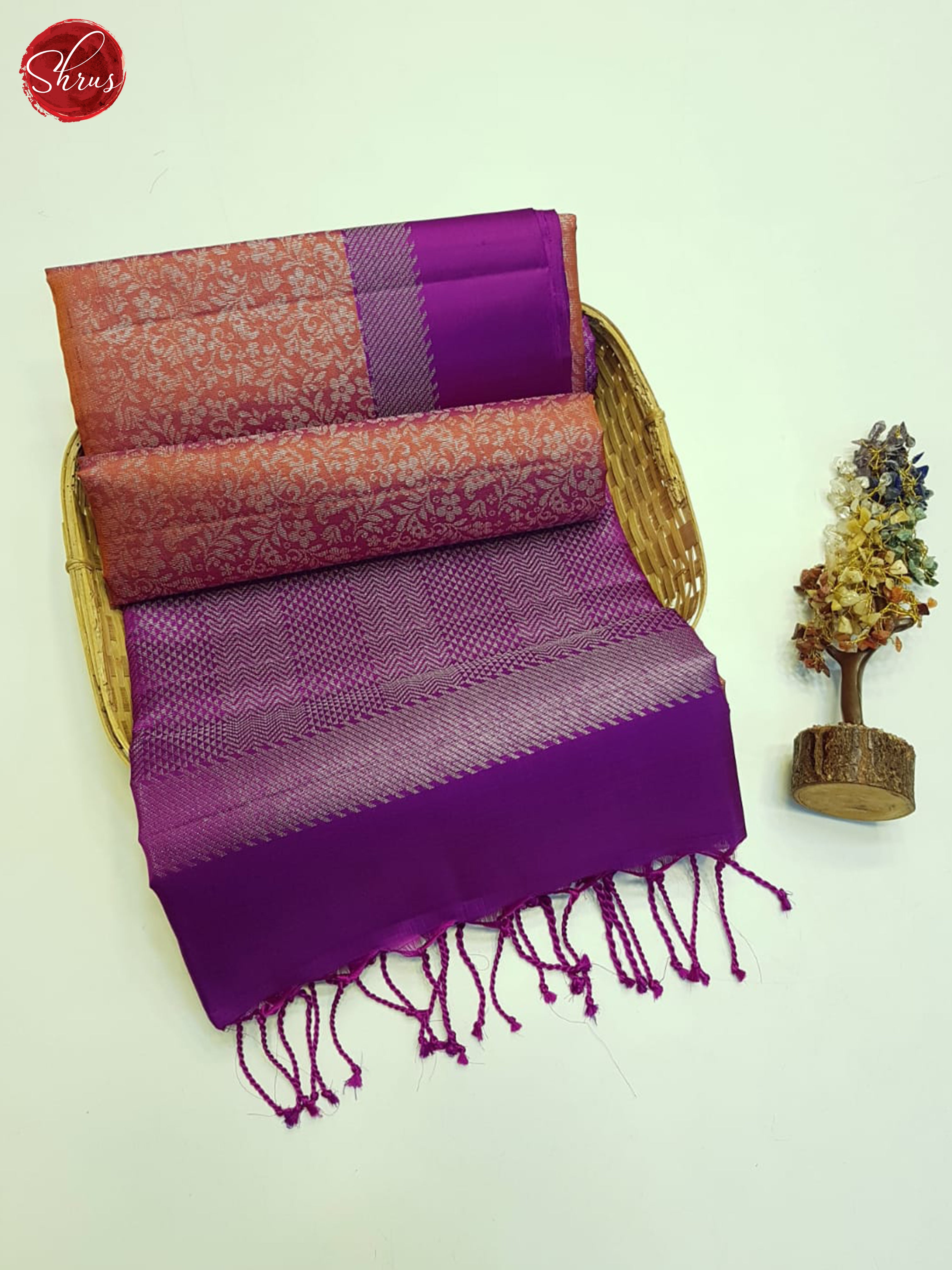Brick And Purple- Soft Silk Saree - Shop on ShrusEternity.com