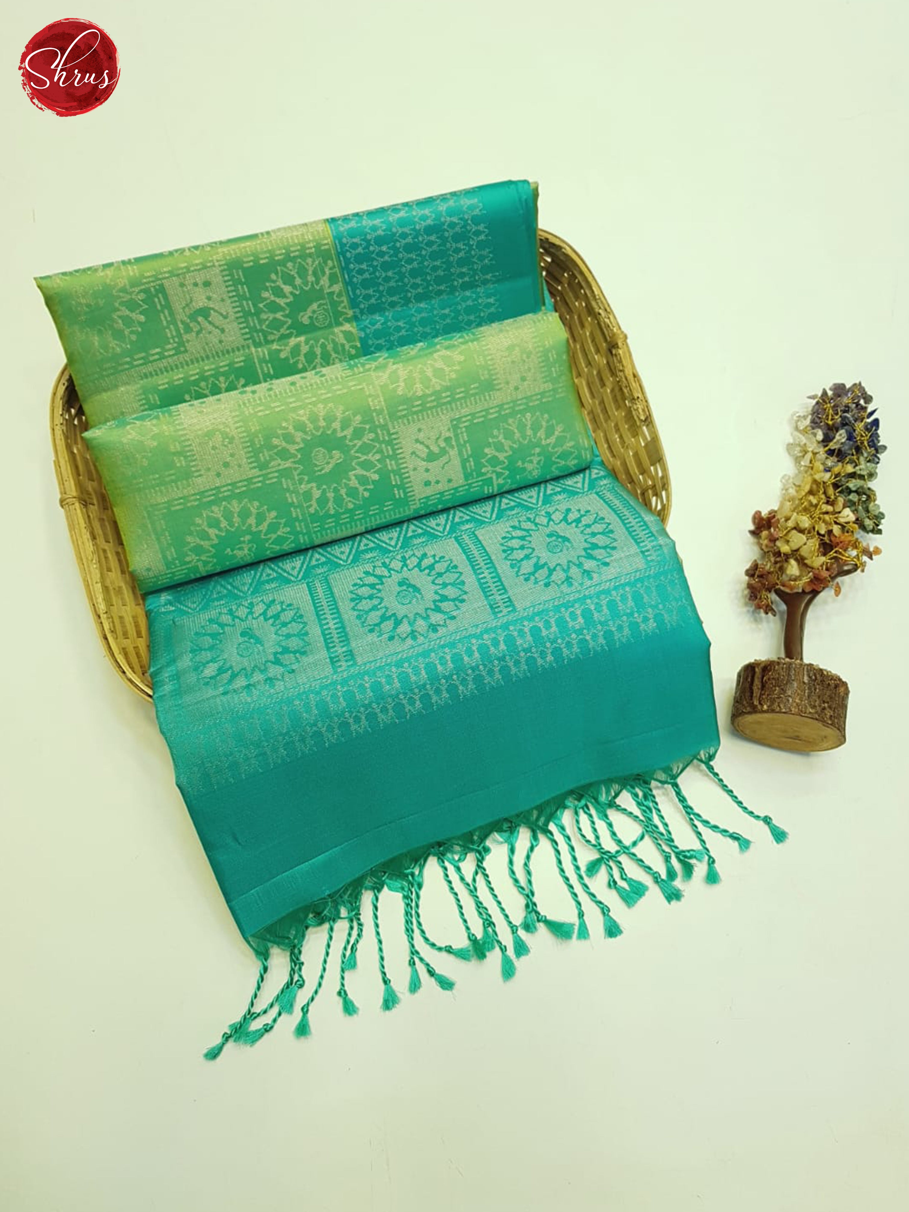 Green And Blue- Soft Silk Saree - Shop on ShrusEternity.com