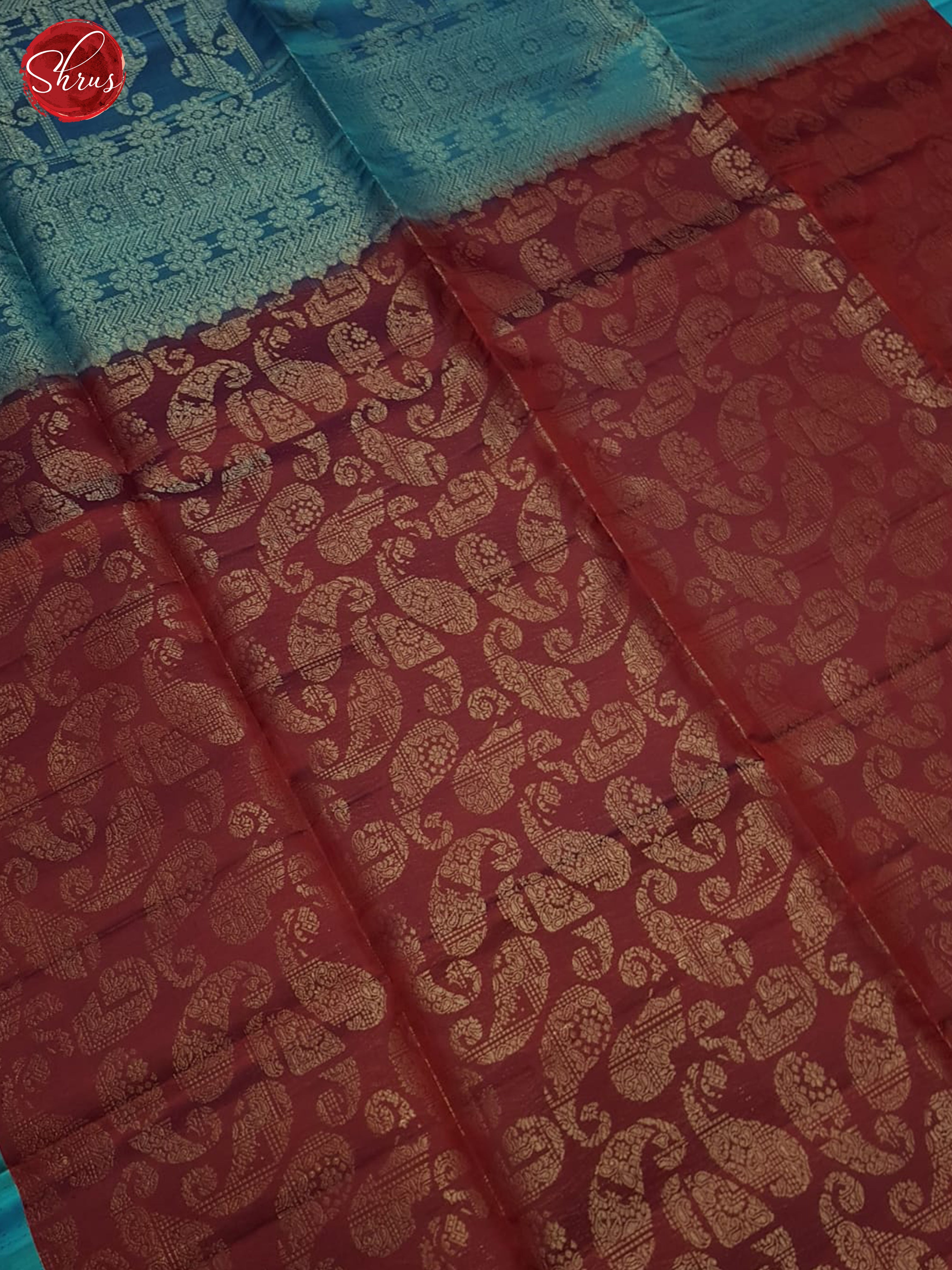 Maroon And Blue- Soft Silk Saree-3