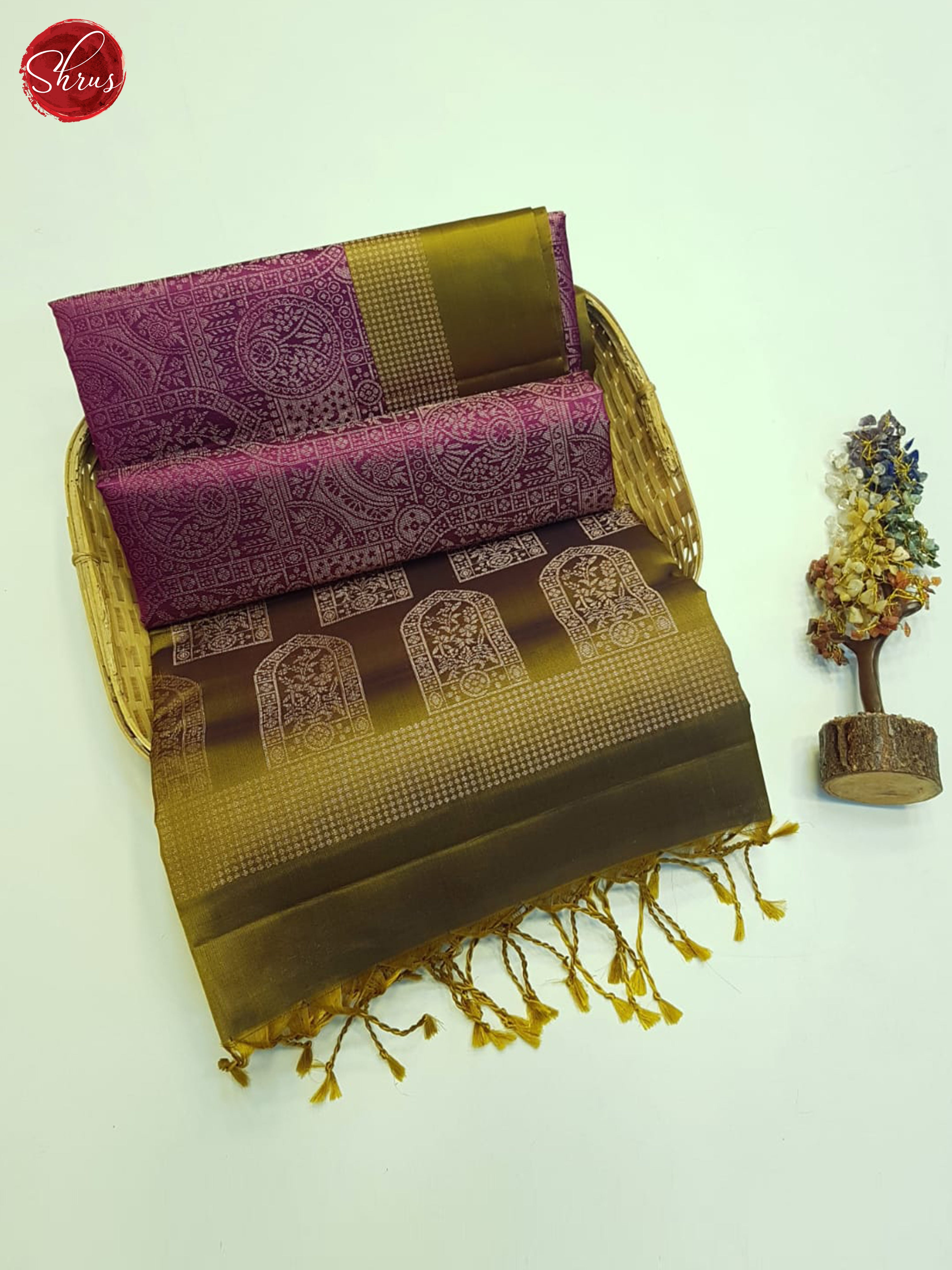 Majenta Pink And Green- Soft Silk Saree - Shop on ShrusEternity.com
