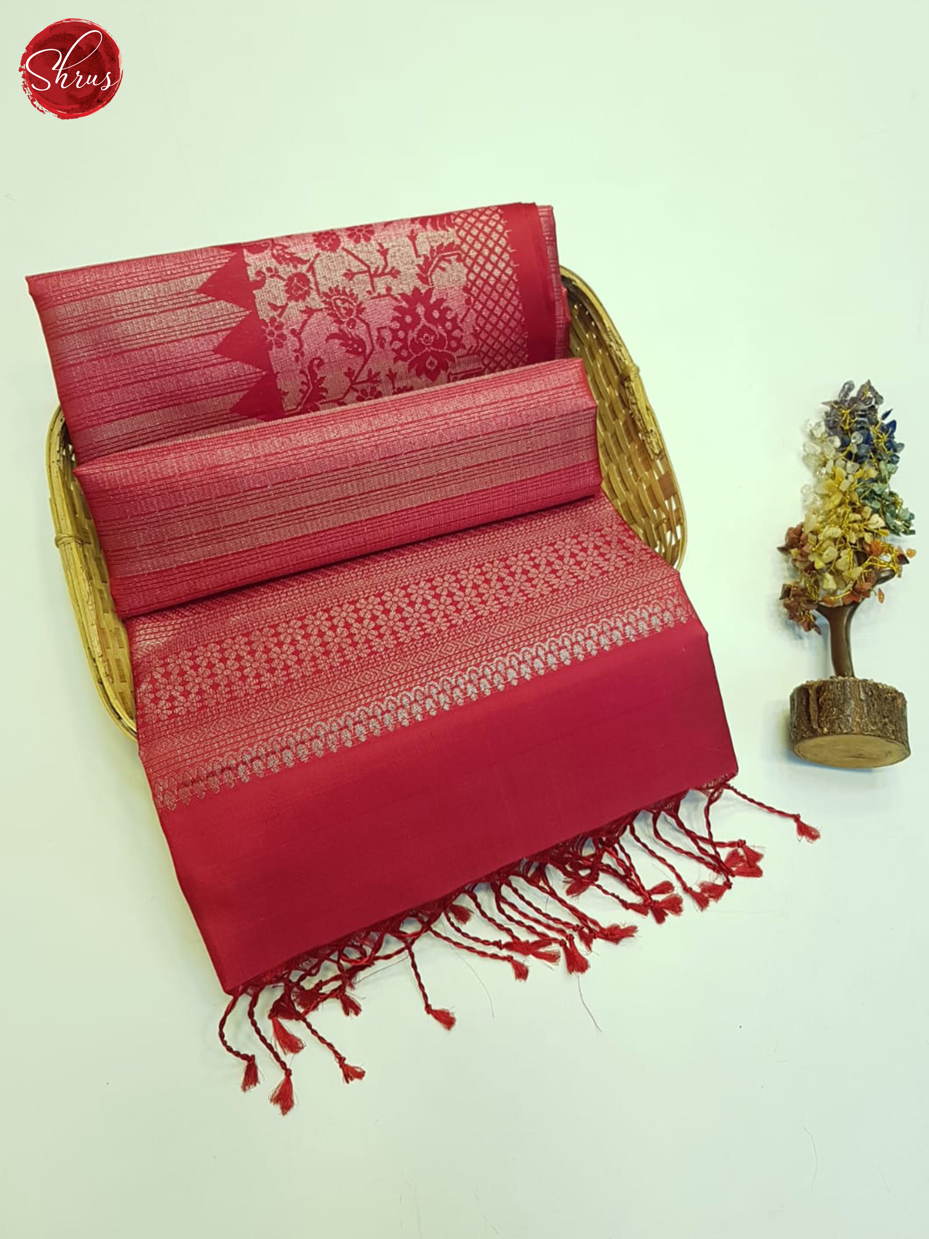 Red(Single Tone)- Soft Silk Saree - Shop on ShrusEternity.com