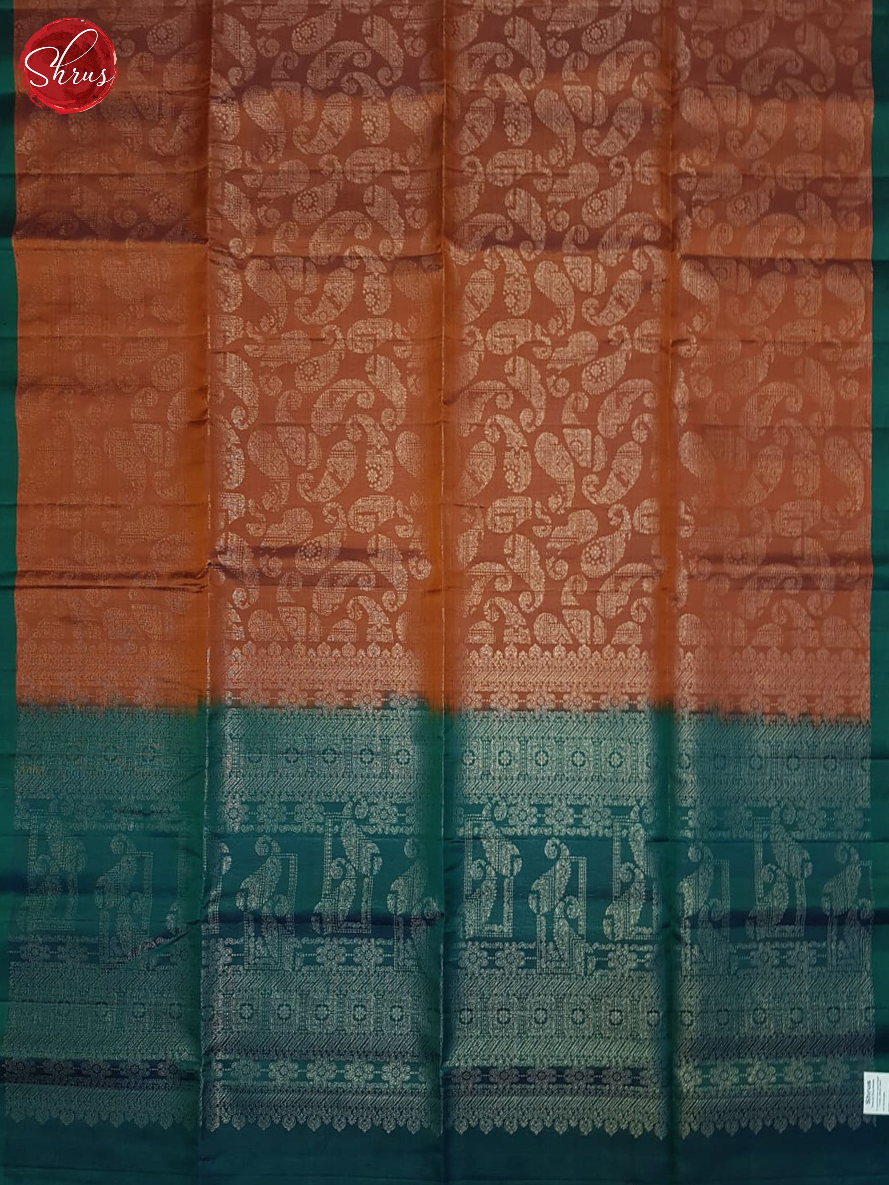 Brick And Green- Soft Silk Saree - Shop on ShrusEternity.com