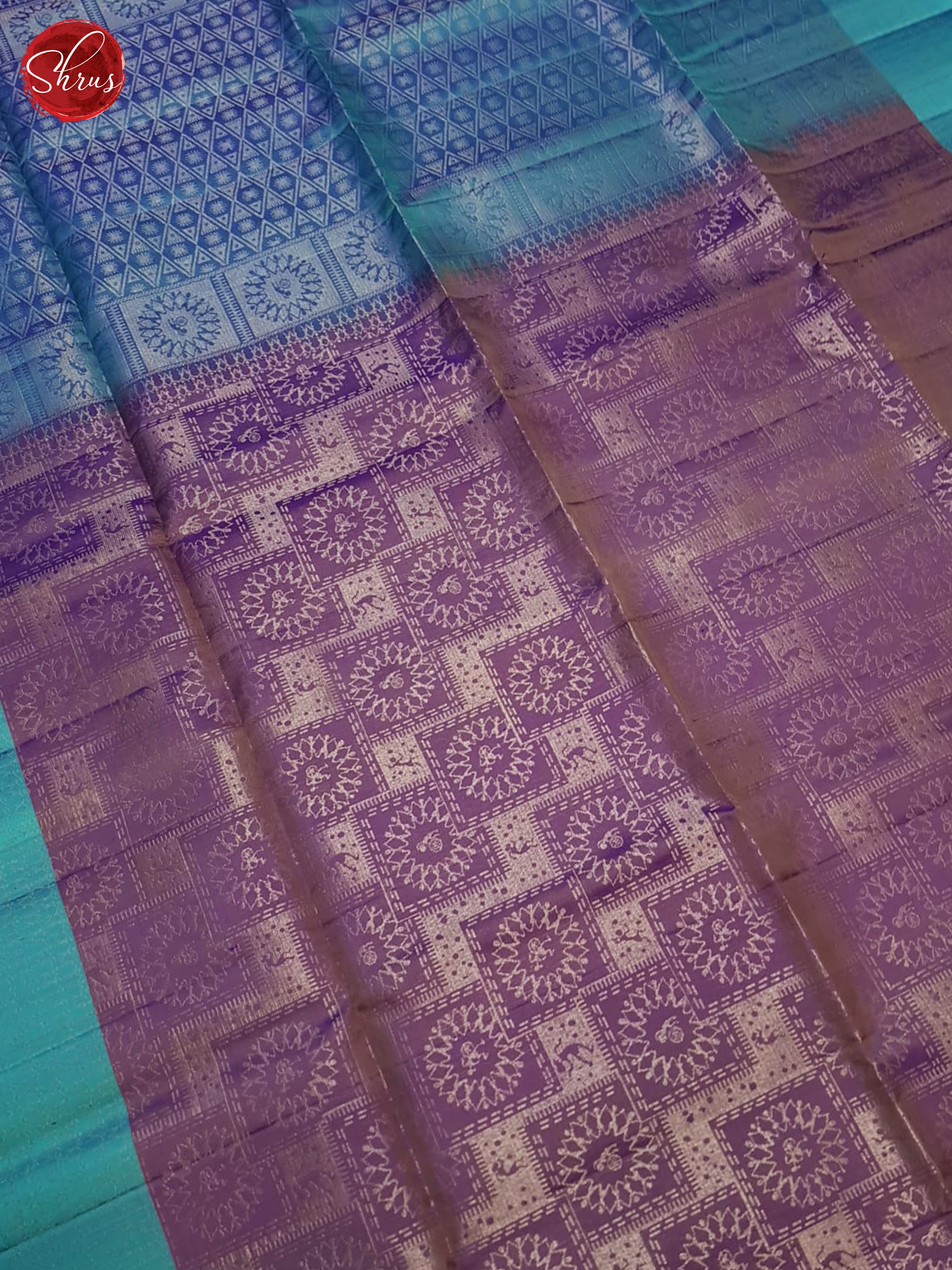 Dusty Purple And Blue- Soft Silk Saree - Shop on ShrusEternity.com