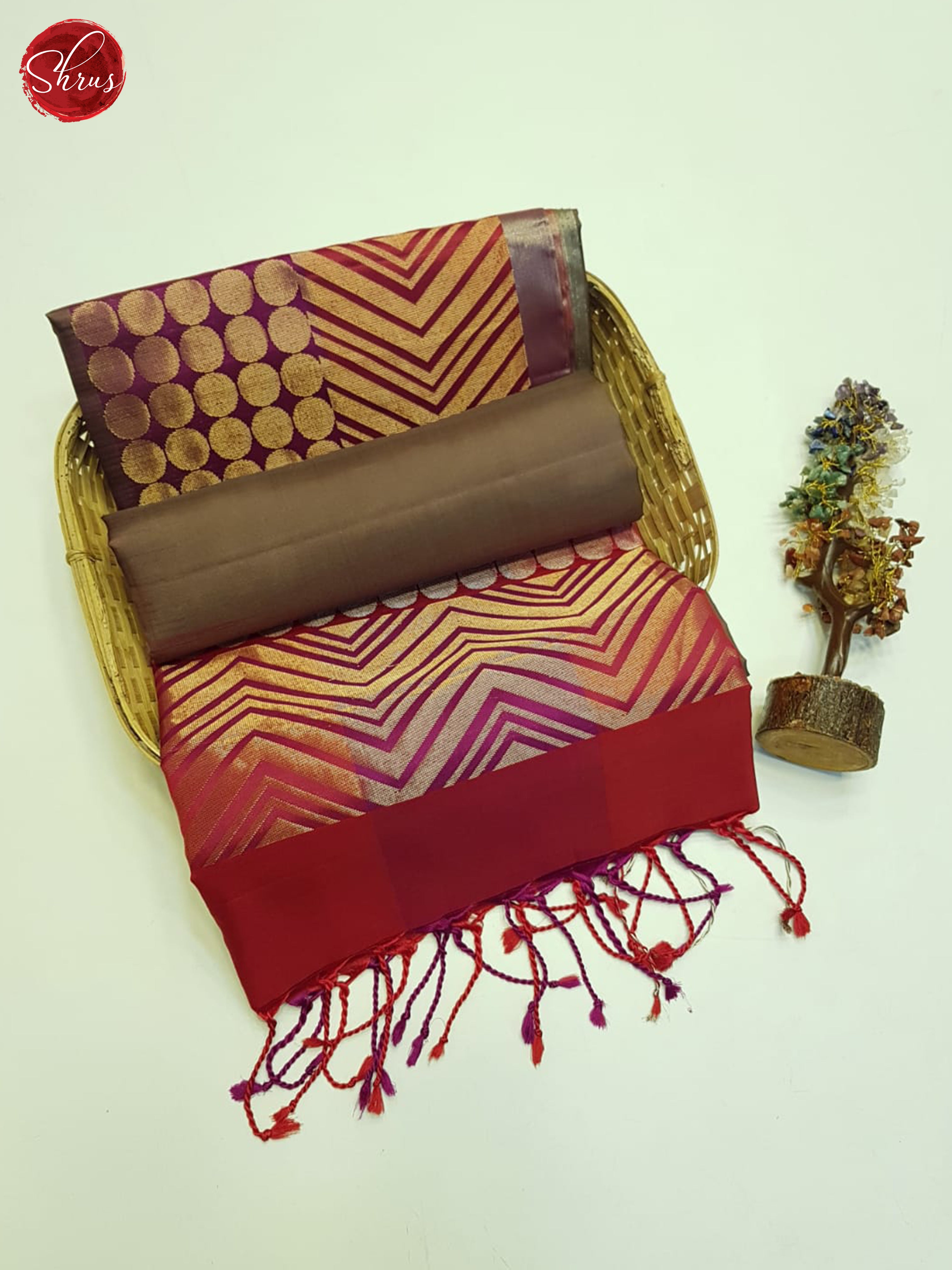 Brown And Red- Soft Silk Saree - Shop on ShrusEternity.com