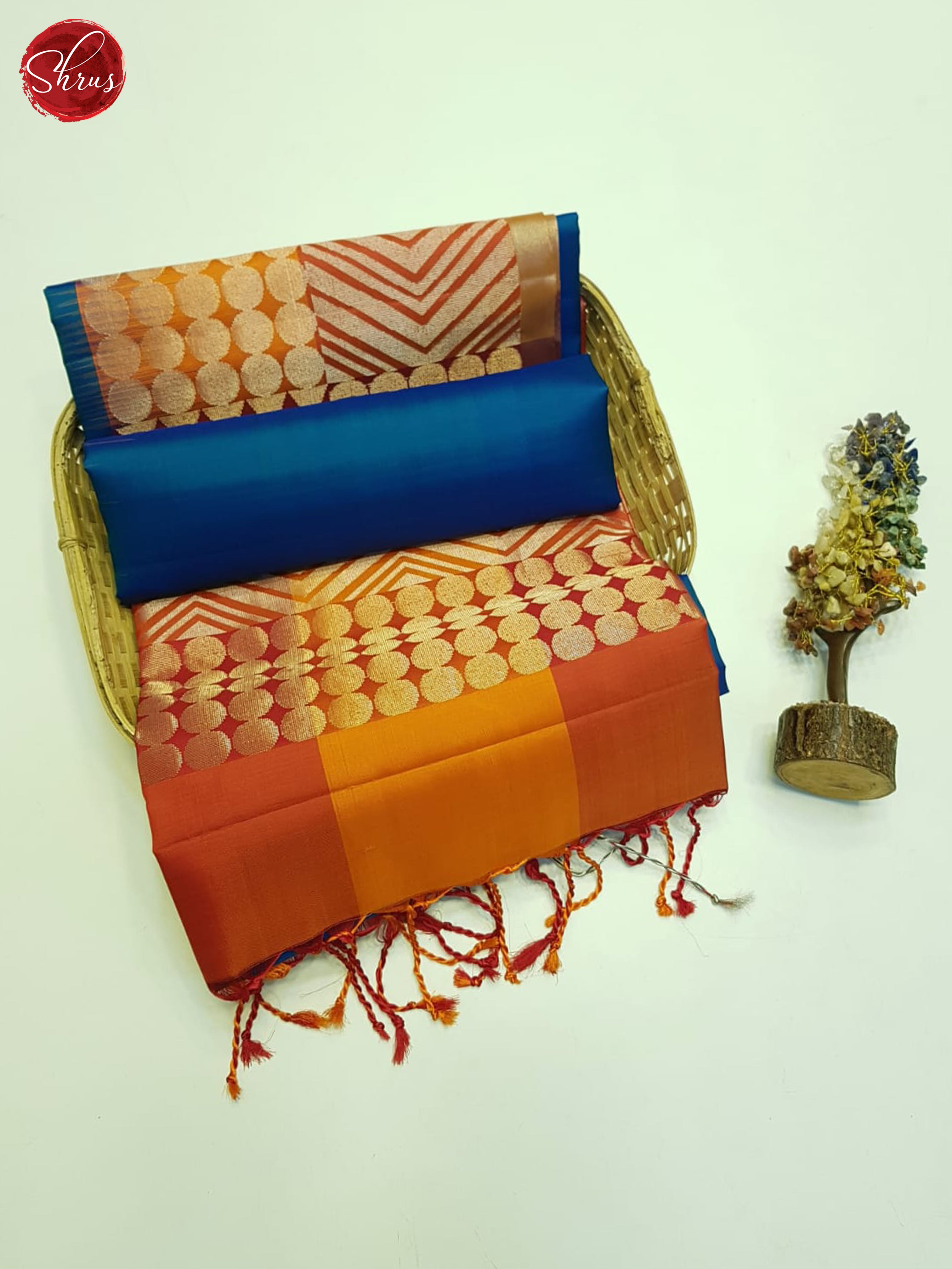 Blue And Red- Soft Silk Saree - Shop on ShrusEternity.com