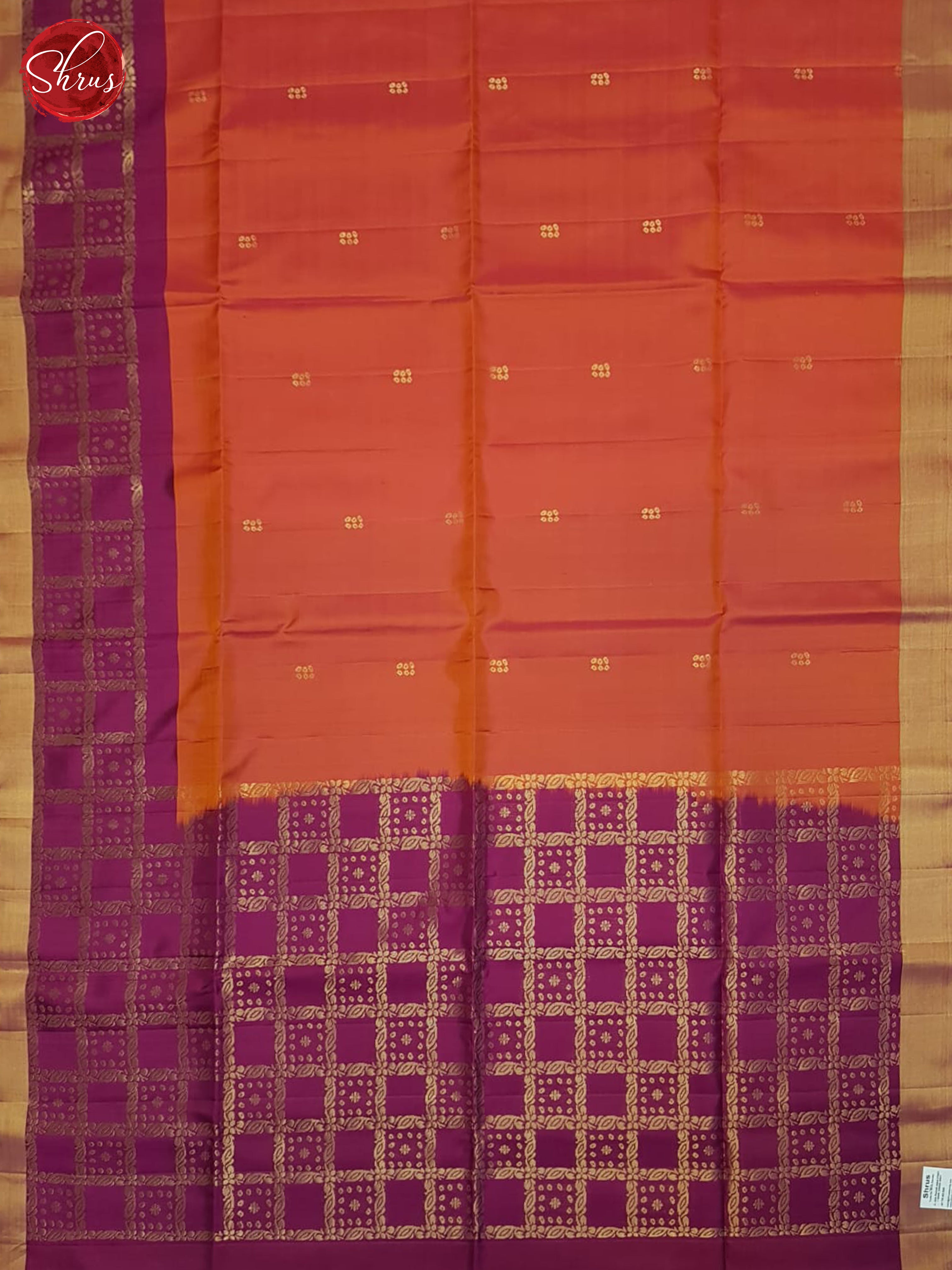 Orange And Wine- Soft Silk Saree - Shop on ShrusEternity.com
