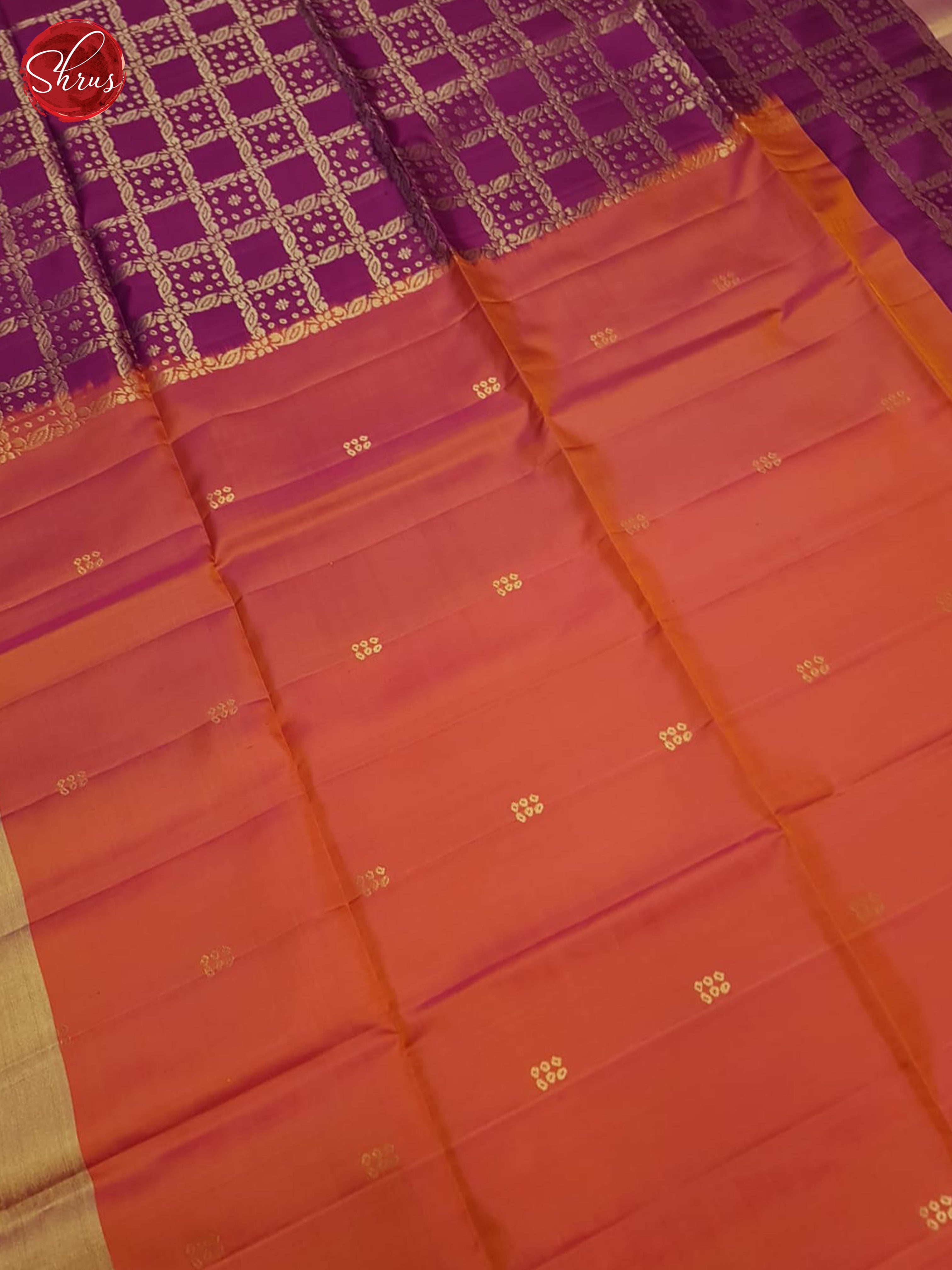 Orange And Wine- Soft Silk Saree - Shop on ShrusEternity.com