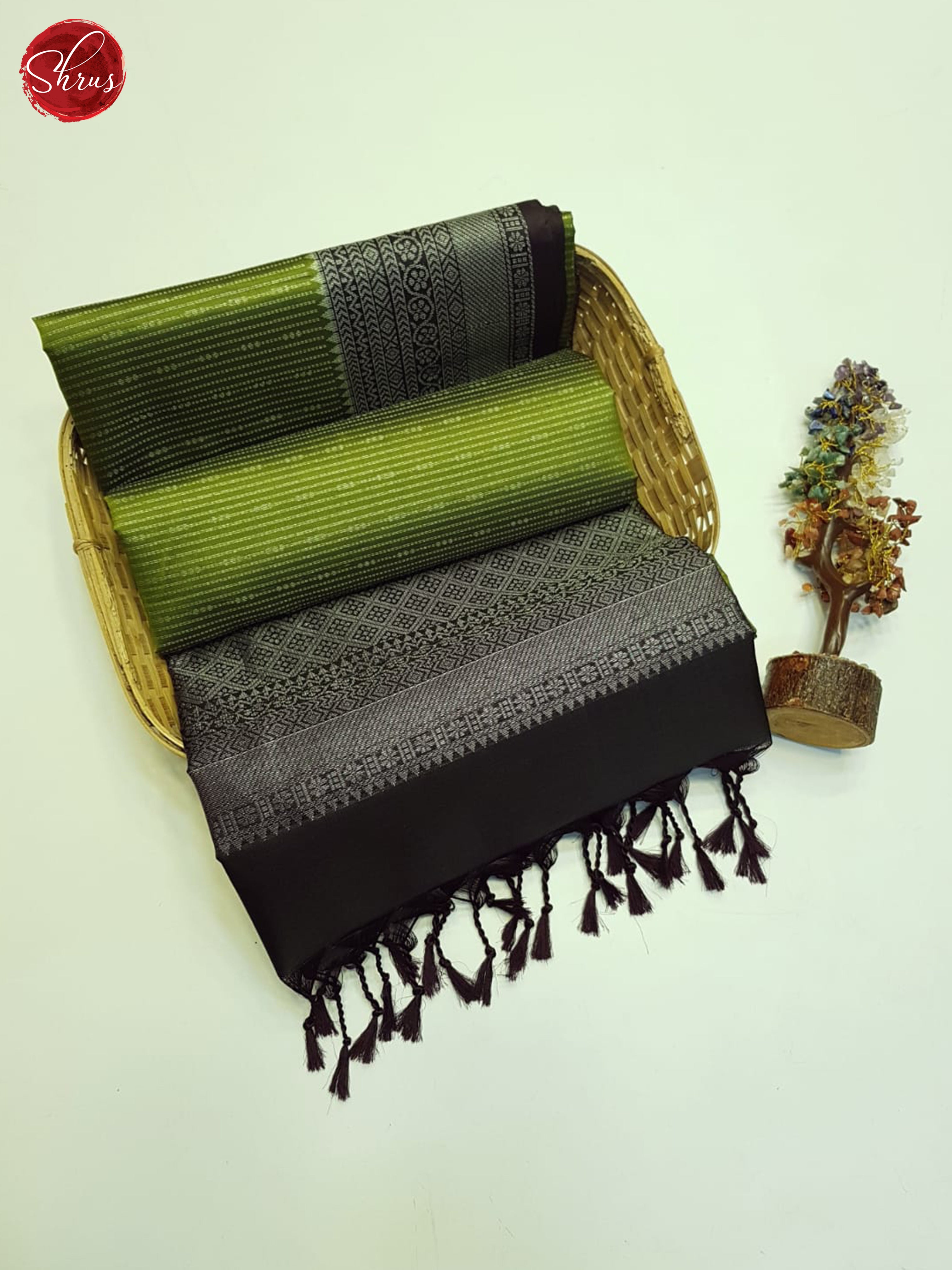 Green And Brown- Soft Silk Saree - Shop on ShrusEternity.com