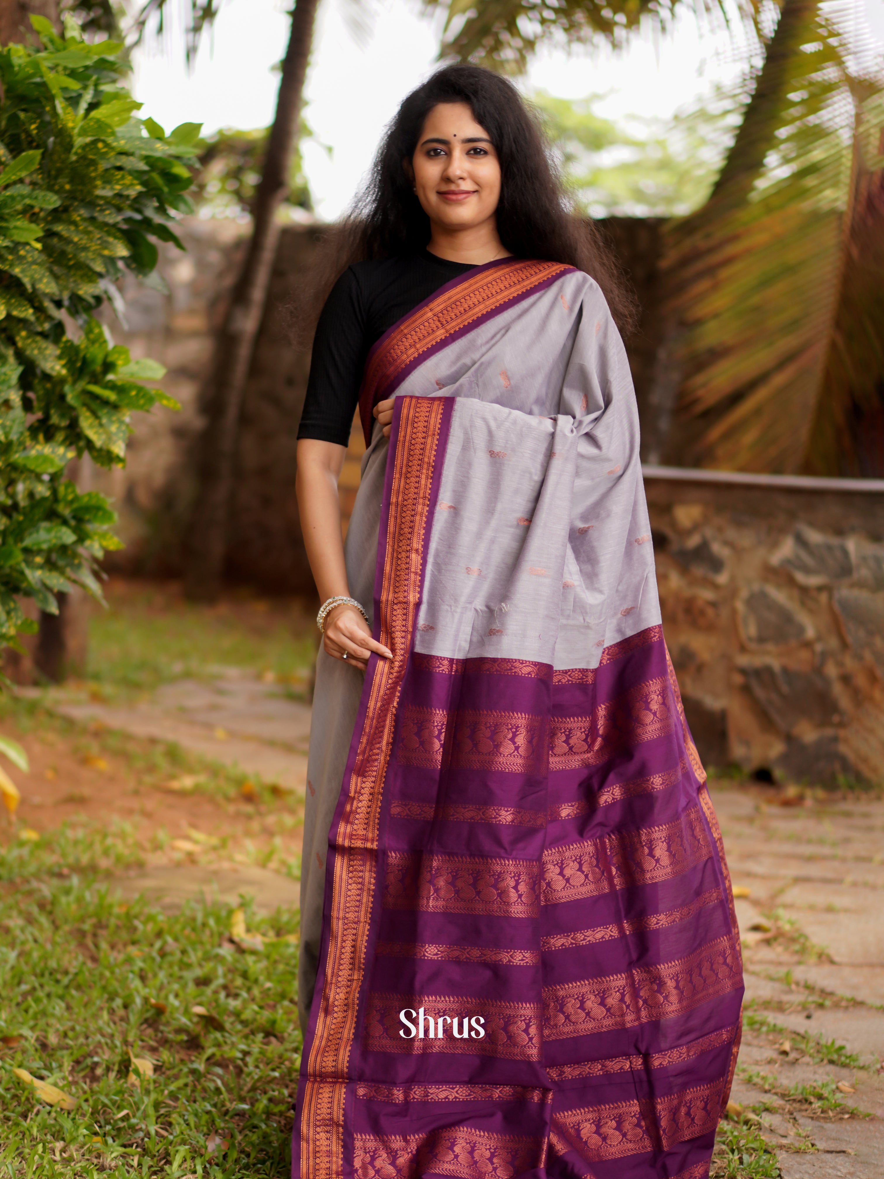 Lavender & Purple - Kalyani Cotton Saree - Shop on ShrusEternity.com