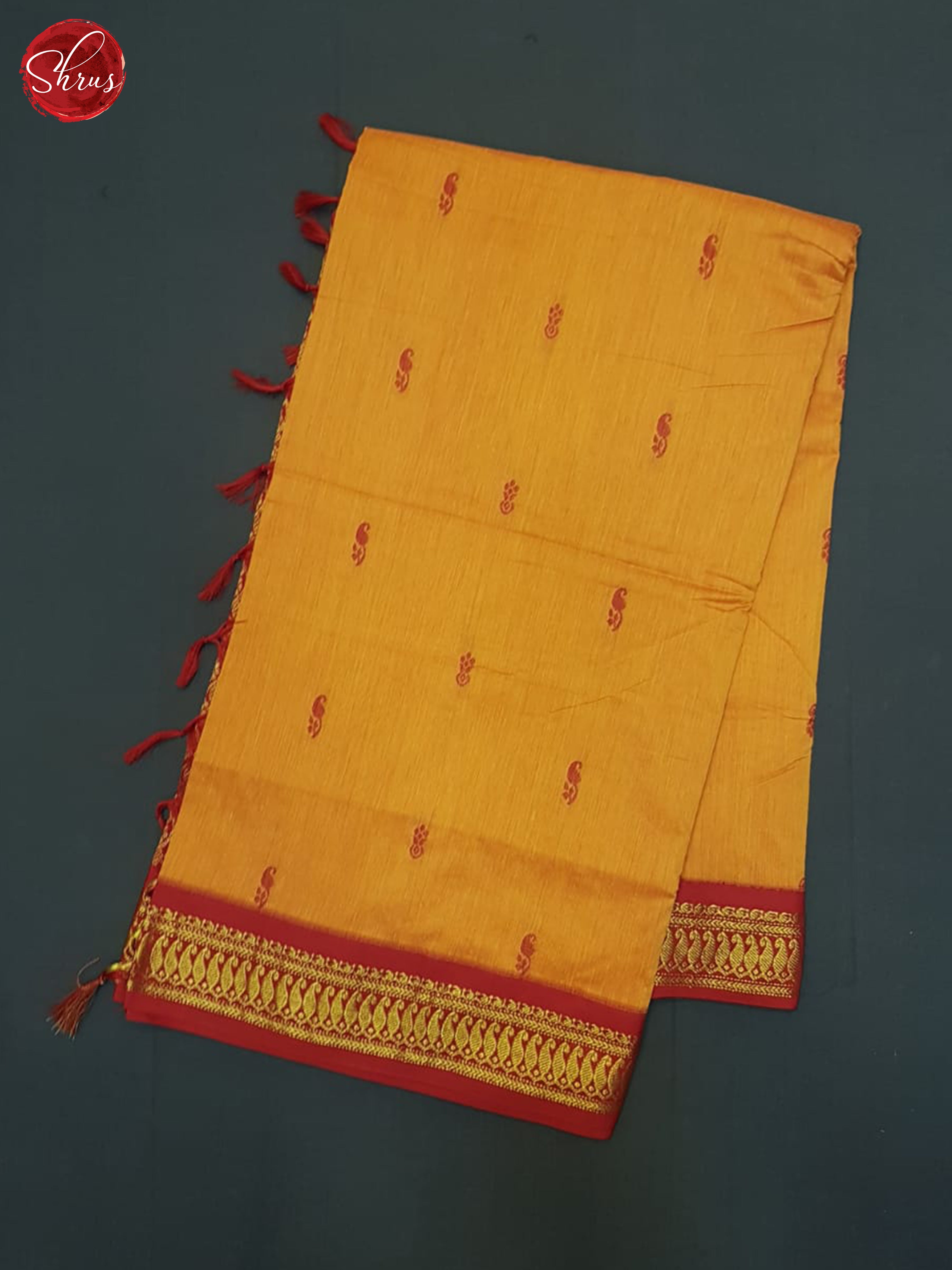 Mustard & Red - Kalyani Cotton Saree - Shop on ShrusEternity.com