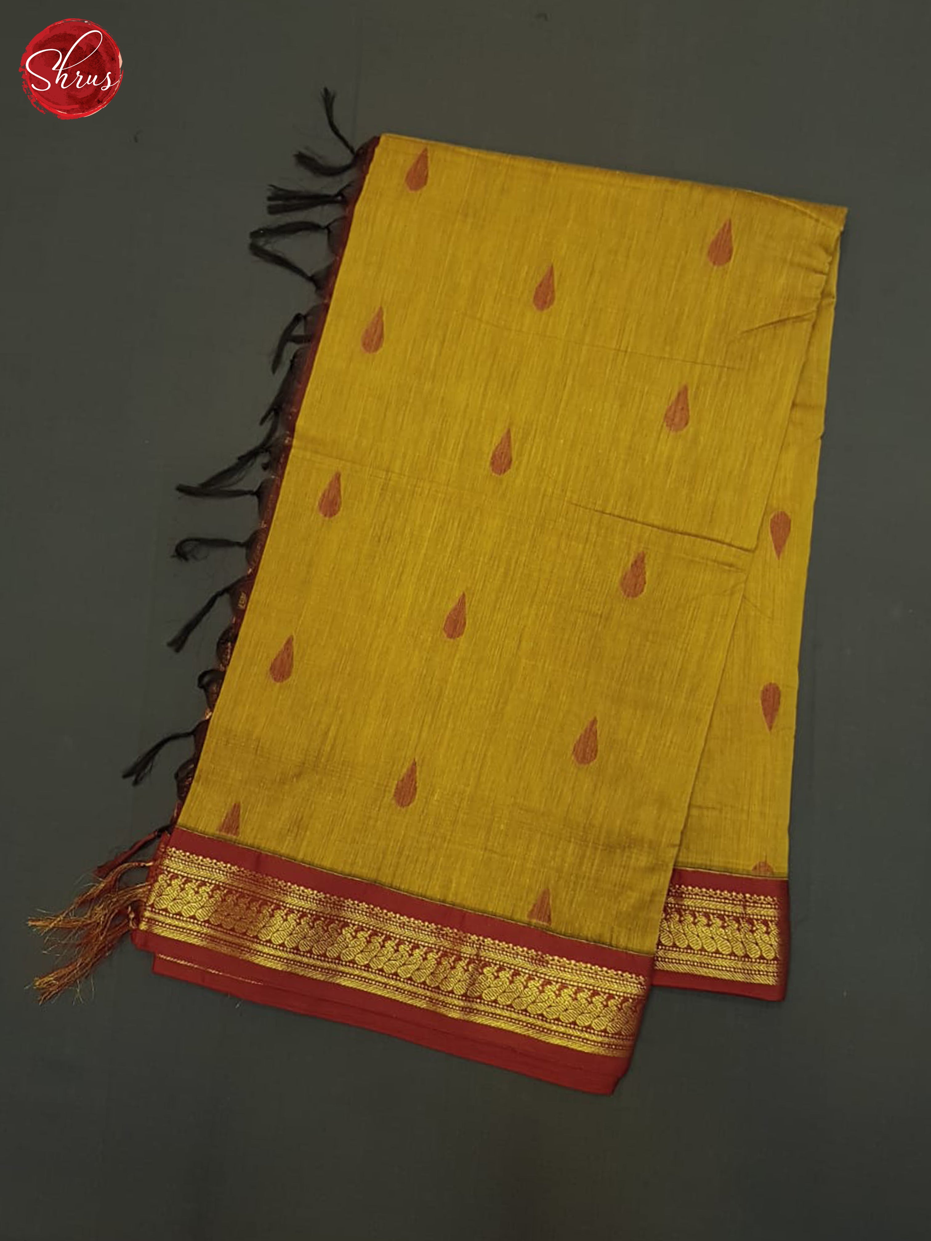 Mustard & Maroon- Kalyani Cotton Saree - Shop on ShrusEternity.com