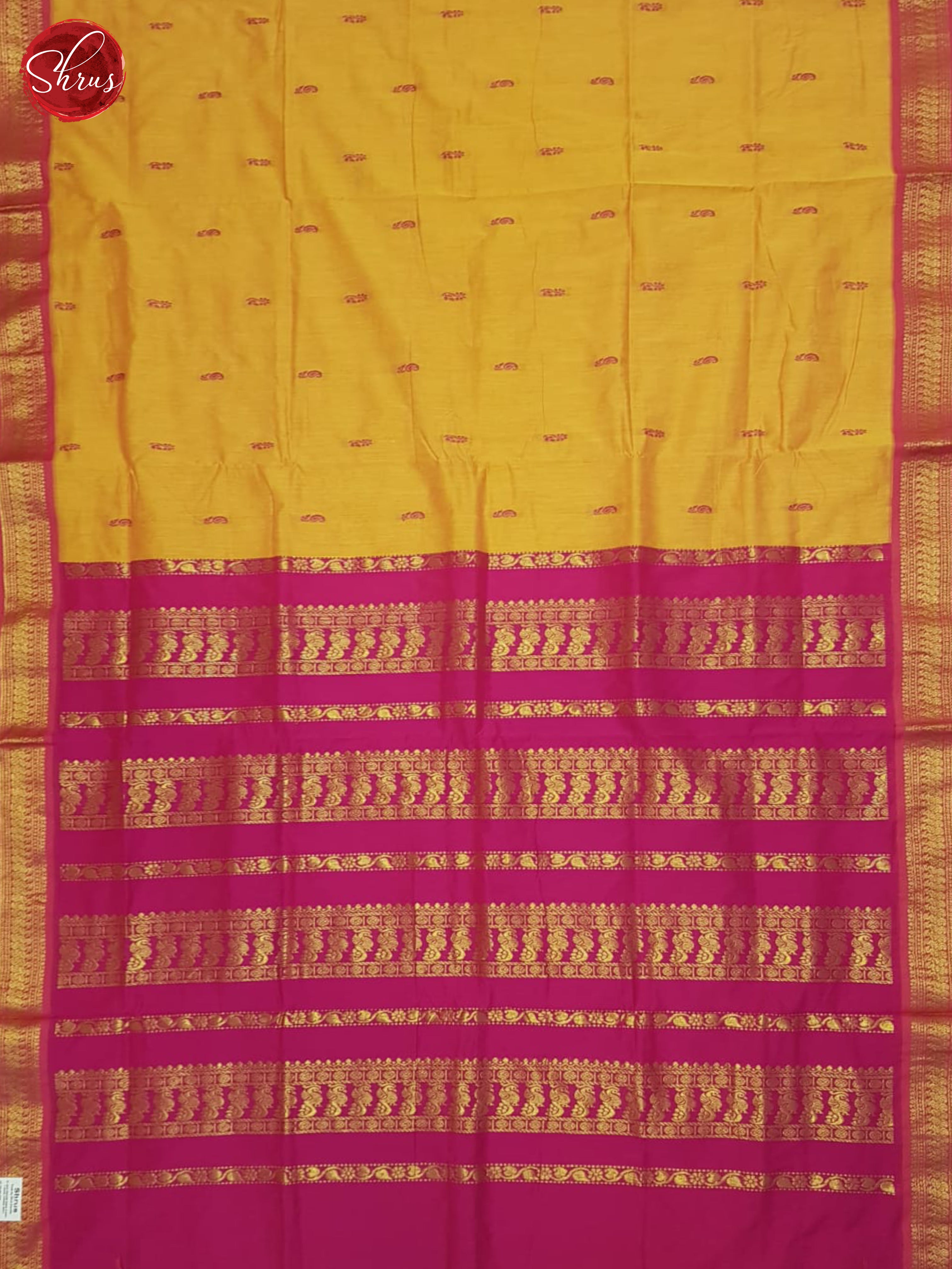 Yellow & Pink- Kalyani Cotton Saree - Shop on ShrusEternity.com