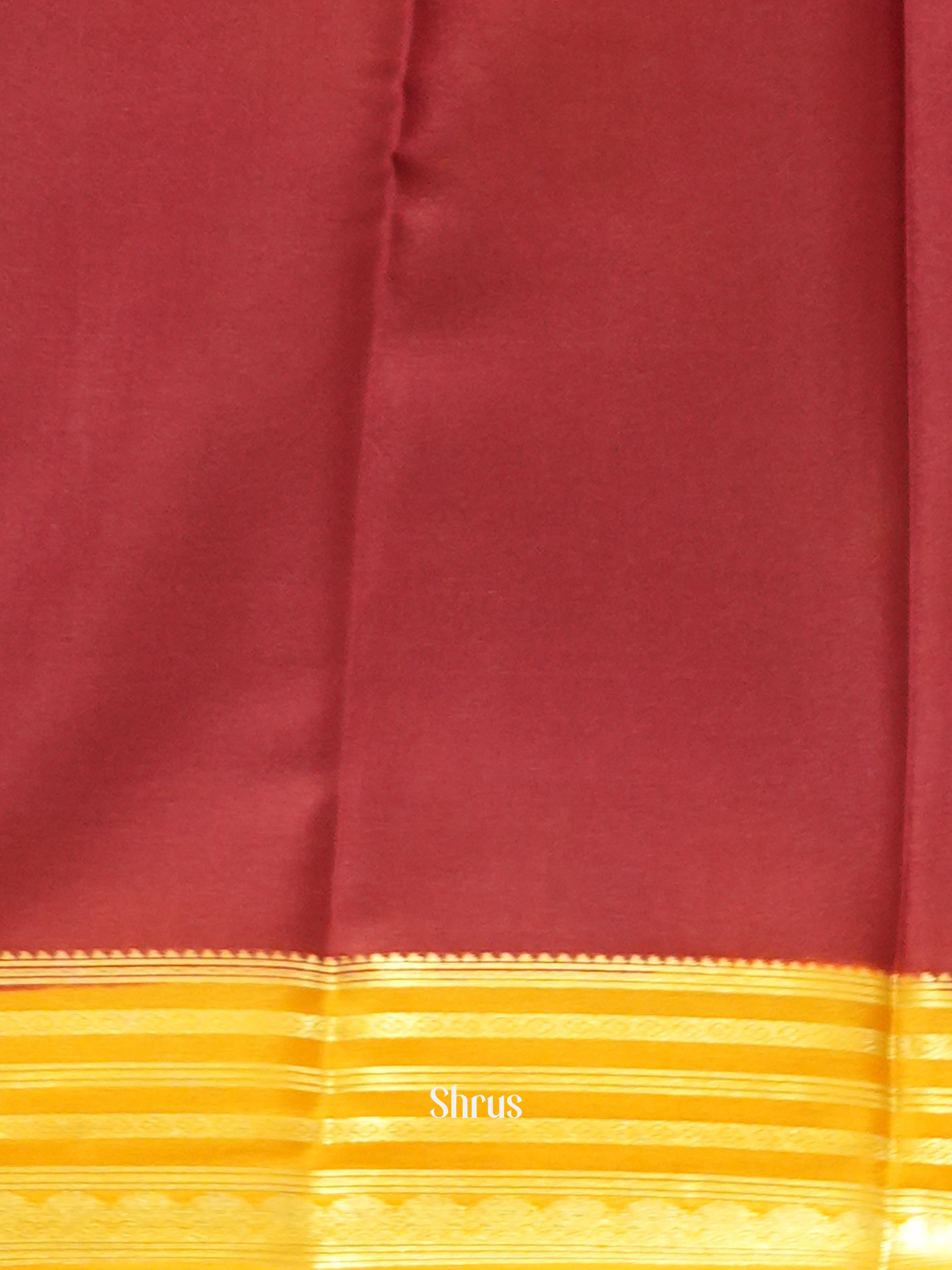 Mustard And Maroon-Mysore Silk Saree - Shop on ShrusEternity.com
