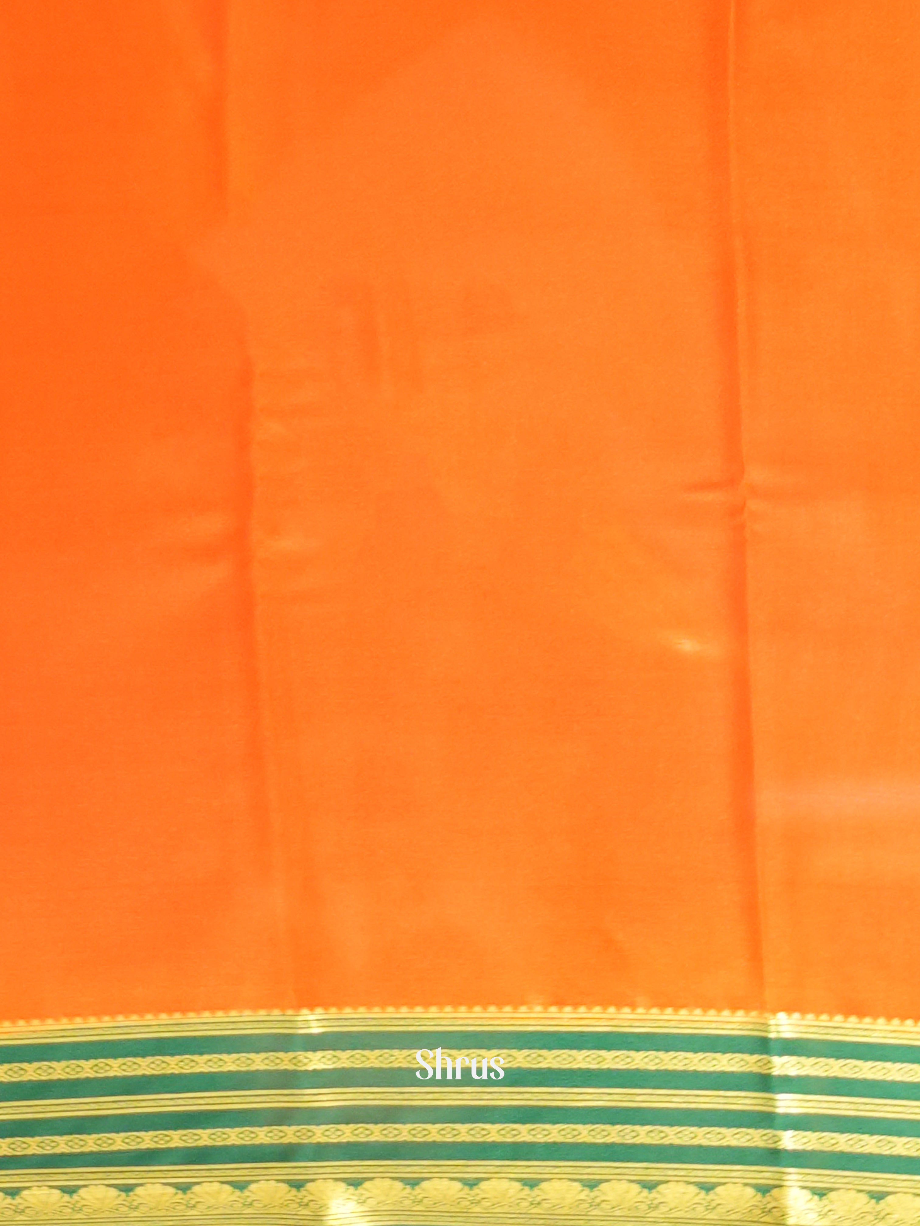 Green And Orange- Mysore Silk Saree - Shop on ShrusEternity.com