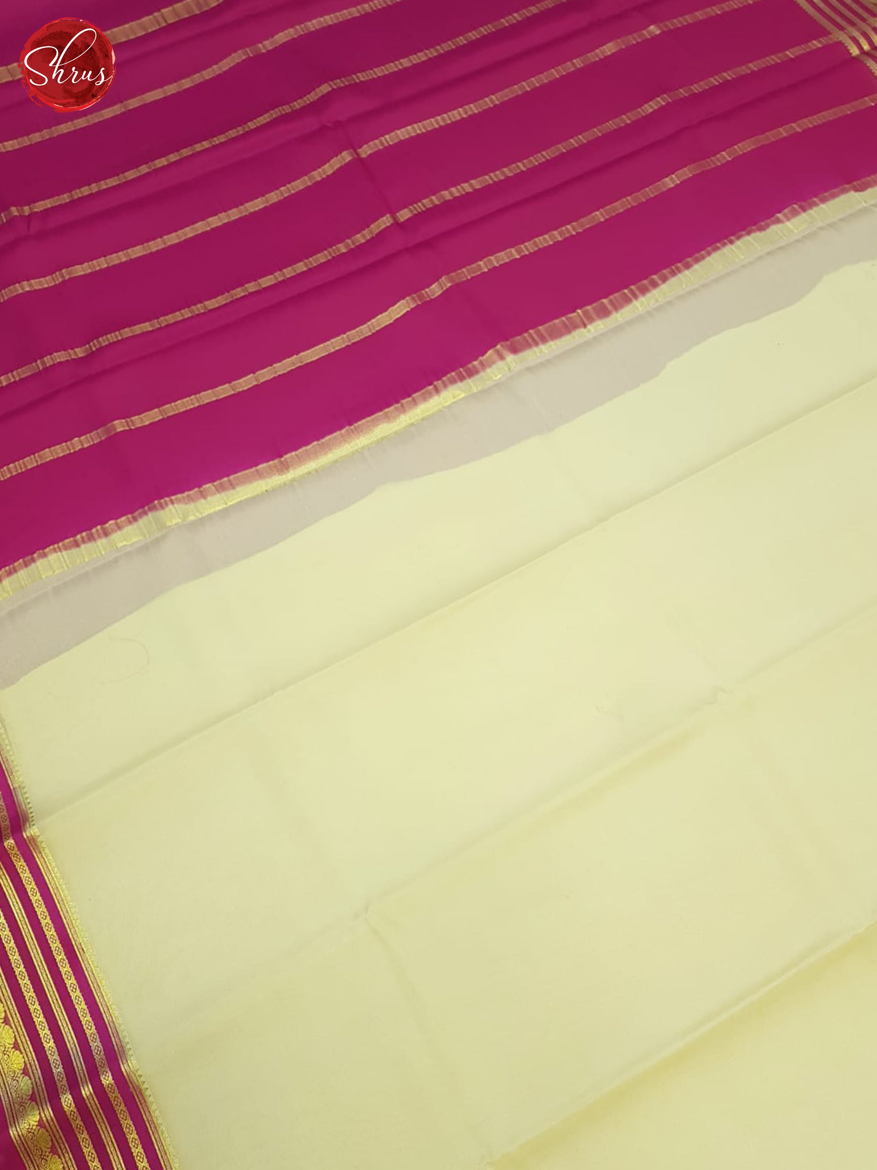 Cream And Pink- Mysore Silk Saree - Shop on ShrusEternity.com