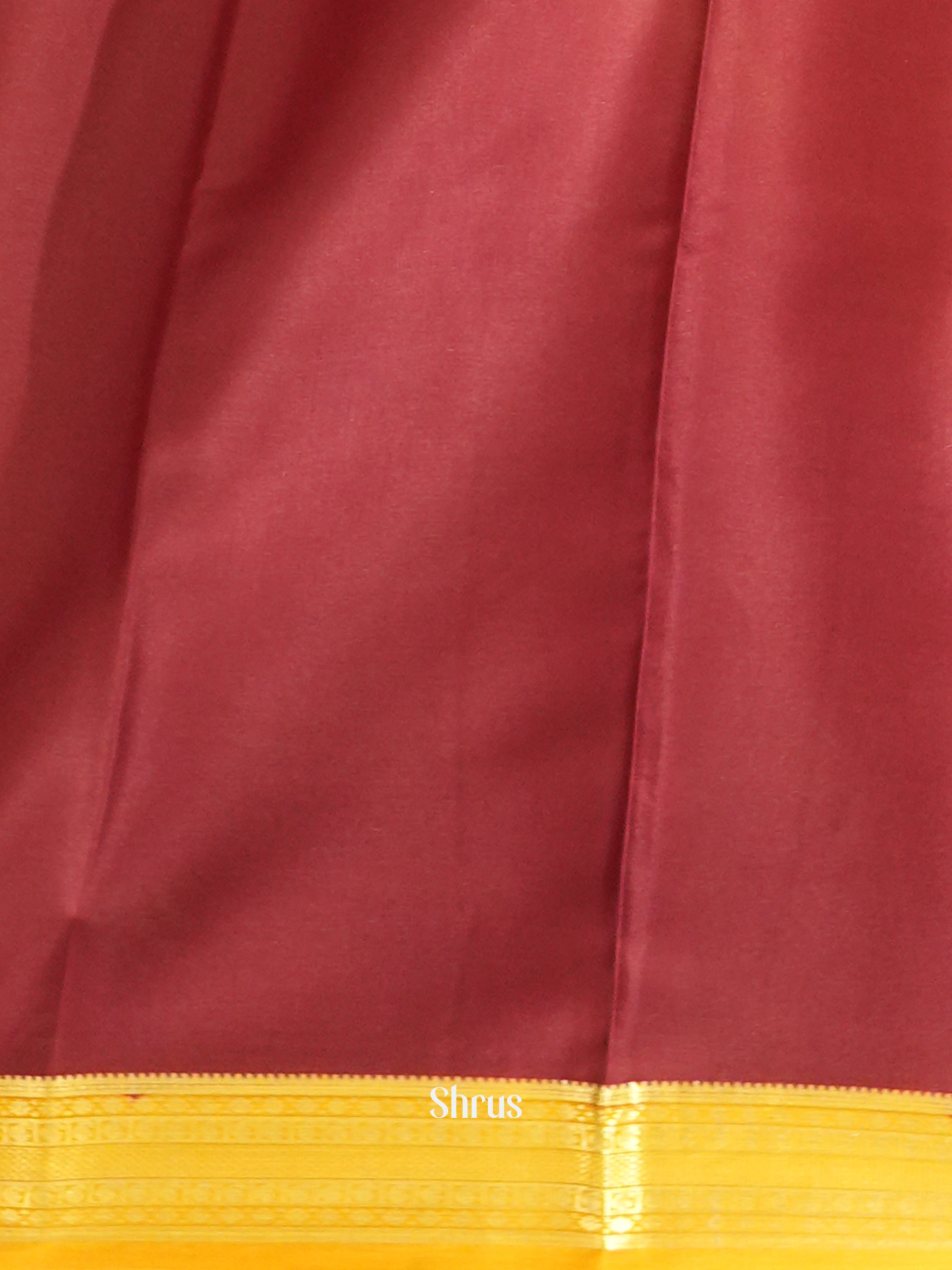 Mustard And Maroon- Mysore Silk Saree - Shop on ShrusEternity.com