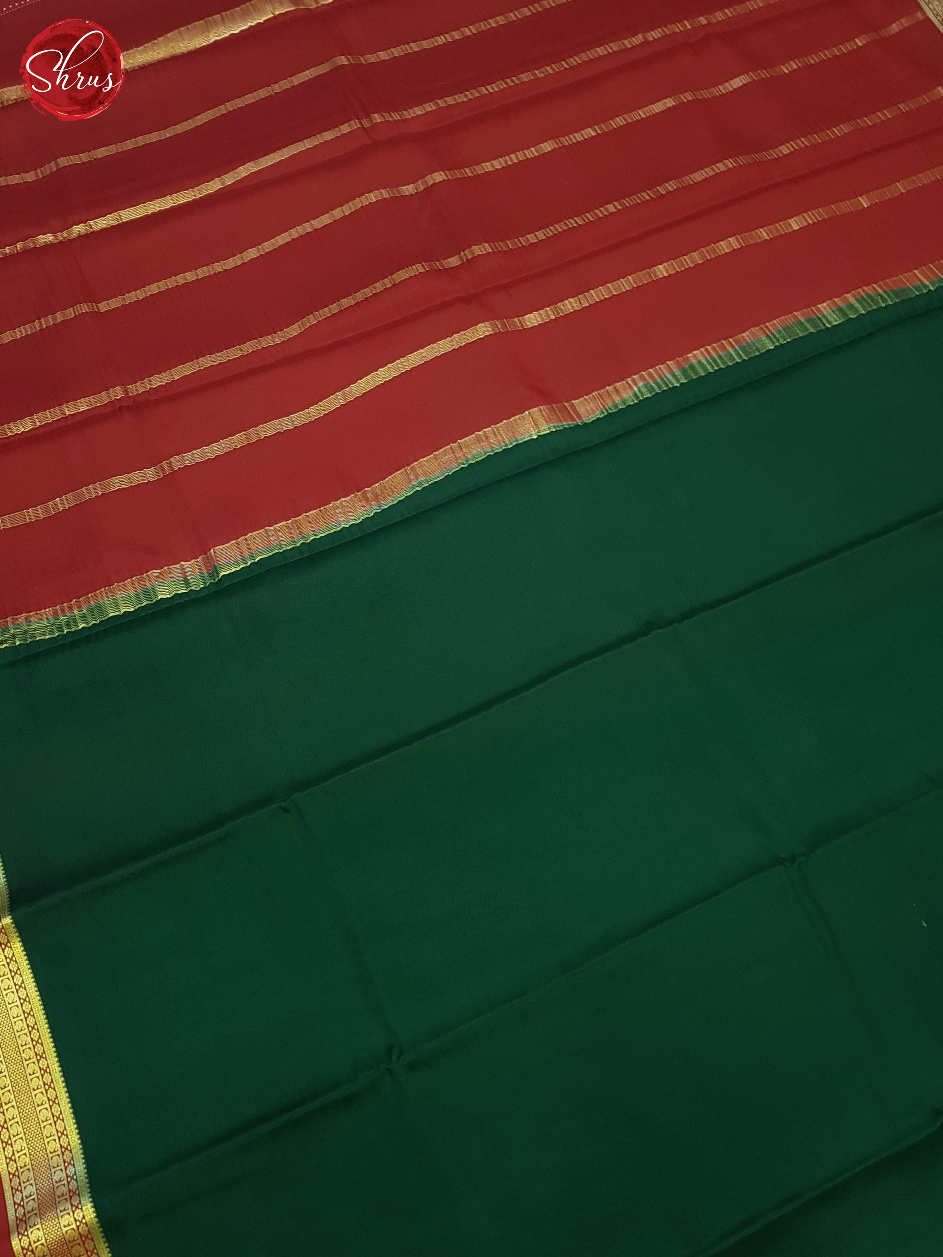 Green And Red- Mysore Silk Saree - Shop on ShrusEternity.com