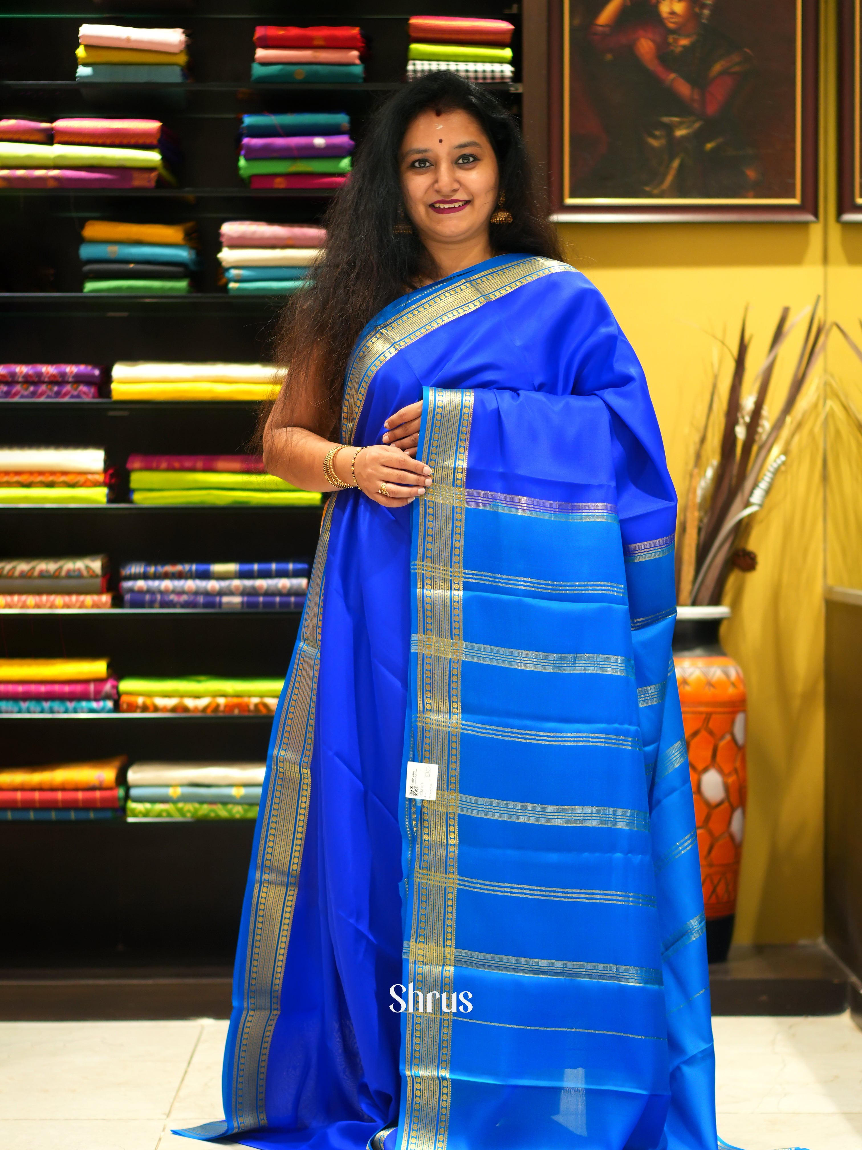 Blue(Single Tone)- Mysore Silk Saree - Shop on ShrusEternity.com