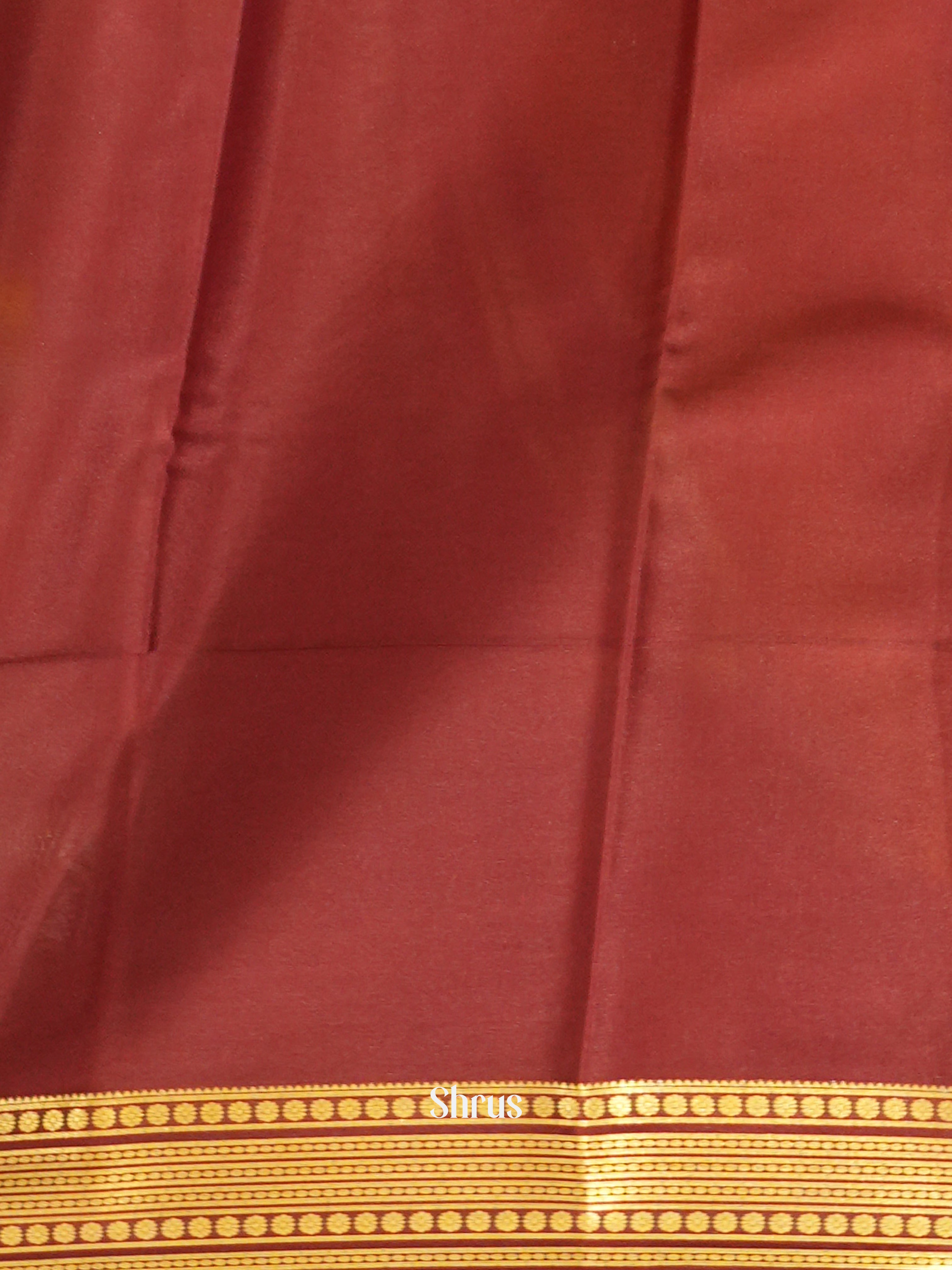 Mustard And Brown- Mysore Silk Saree - Shop on ShrusEternity.com