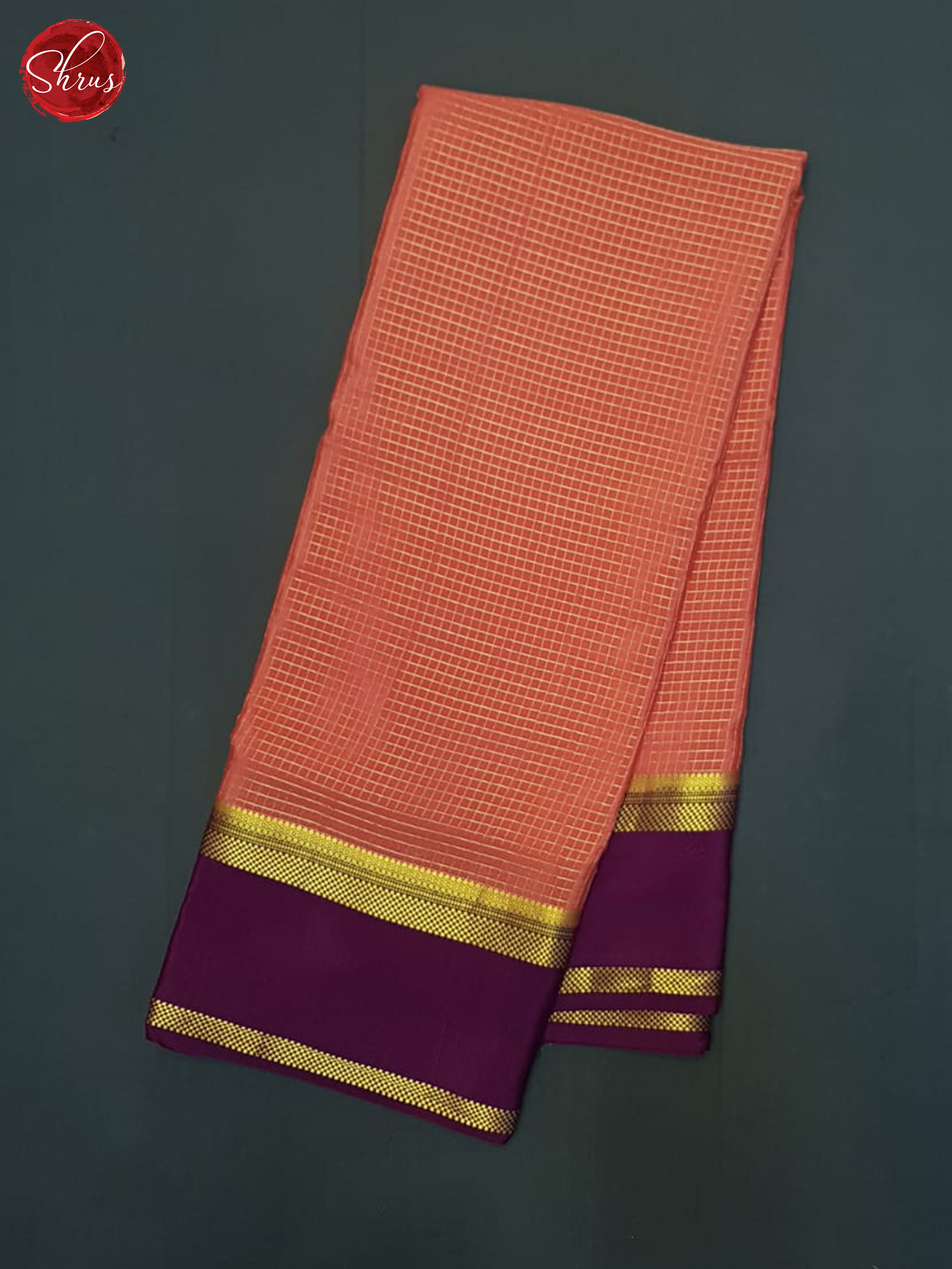 Orangish Pink And Wine- Mysore Silk Saree - Shop on ShrusEternity.com