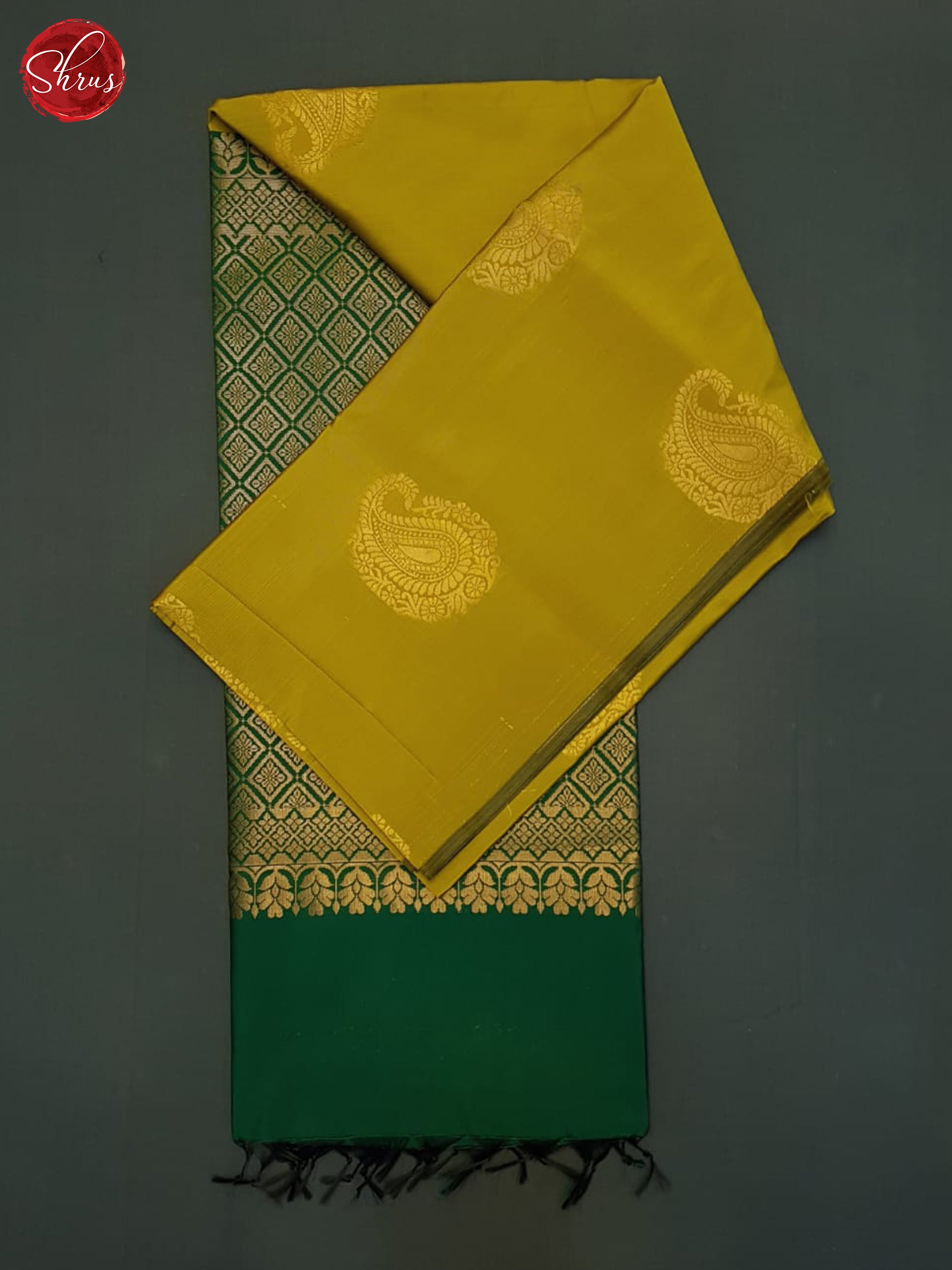 Mustard & Green- Semi Softsilk Saree - Shop on ShrusEternity.com