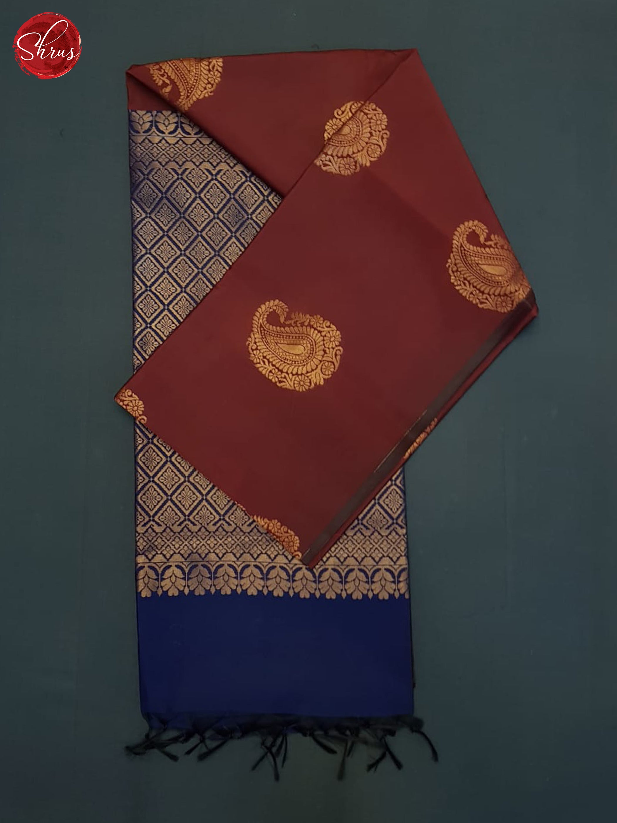 Maroon & Blue - Semi Softsilk Saree - Shop on ShrusEternity.com