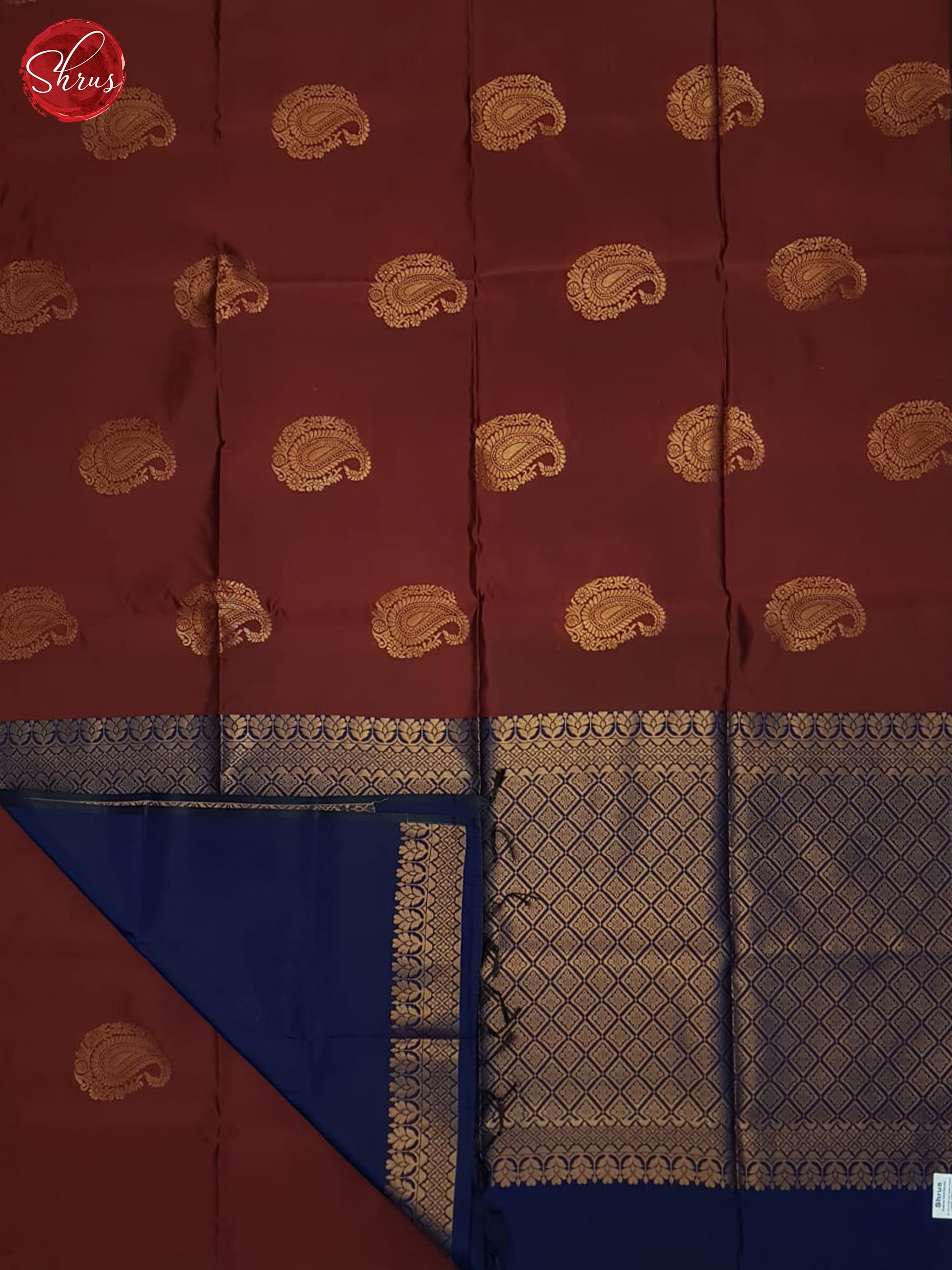 Maroon & Blue - Semi Softsilk Saree - Shop on ShrusEternity.com