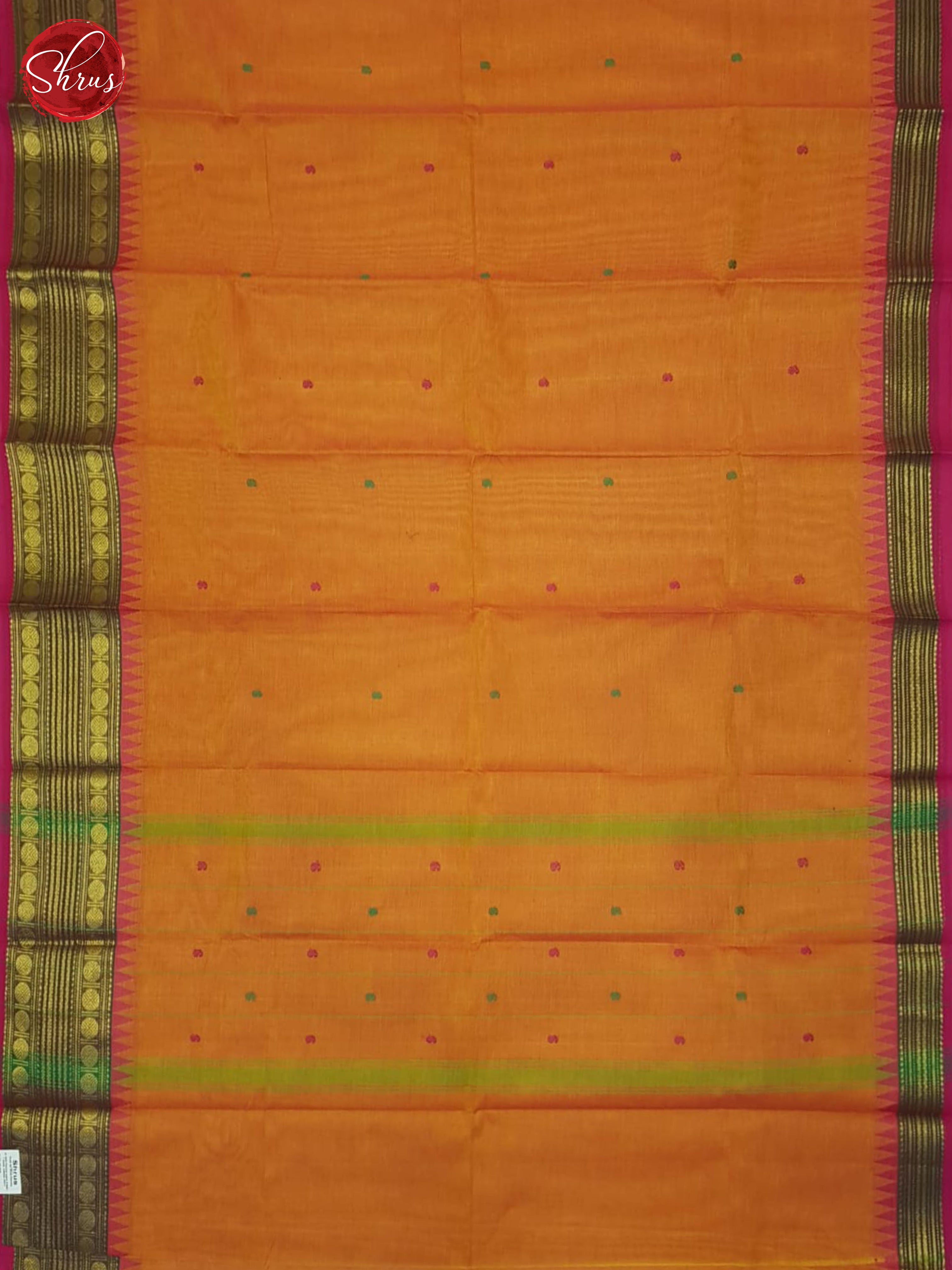 Orange & Pink- Chettinad Cotton Saree - Shop on ShrusEternity.com