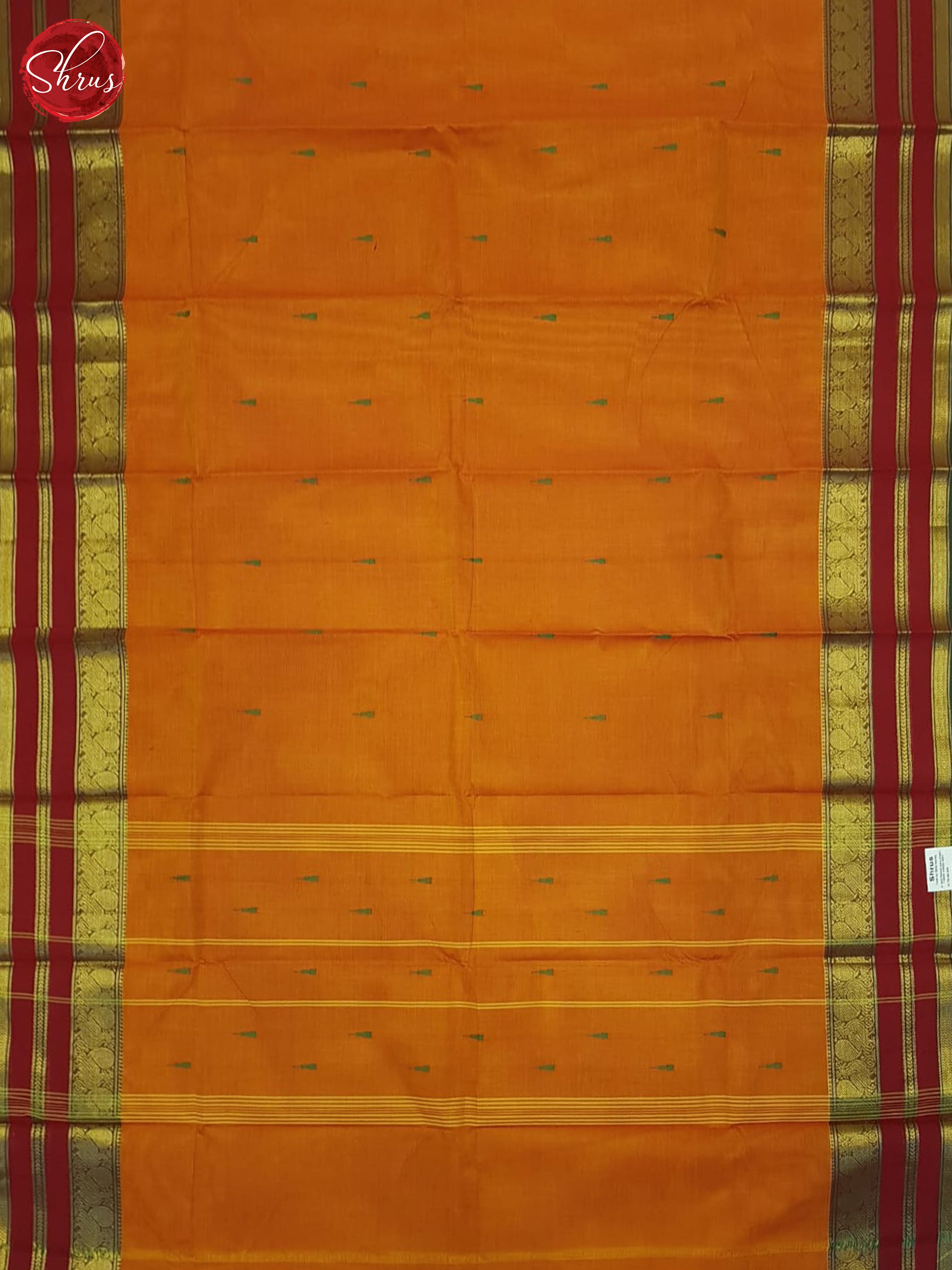 Orange & Green - Chettinad Cotton Saree - Shop on ShrusEternity.com