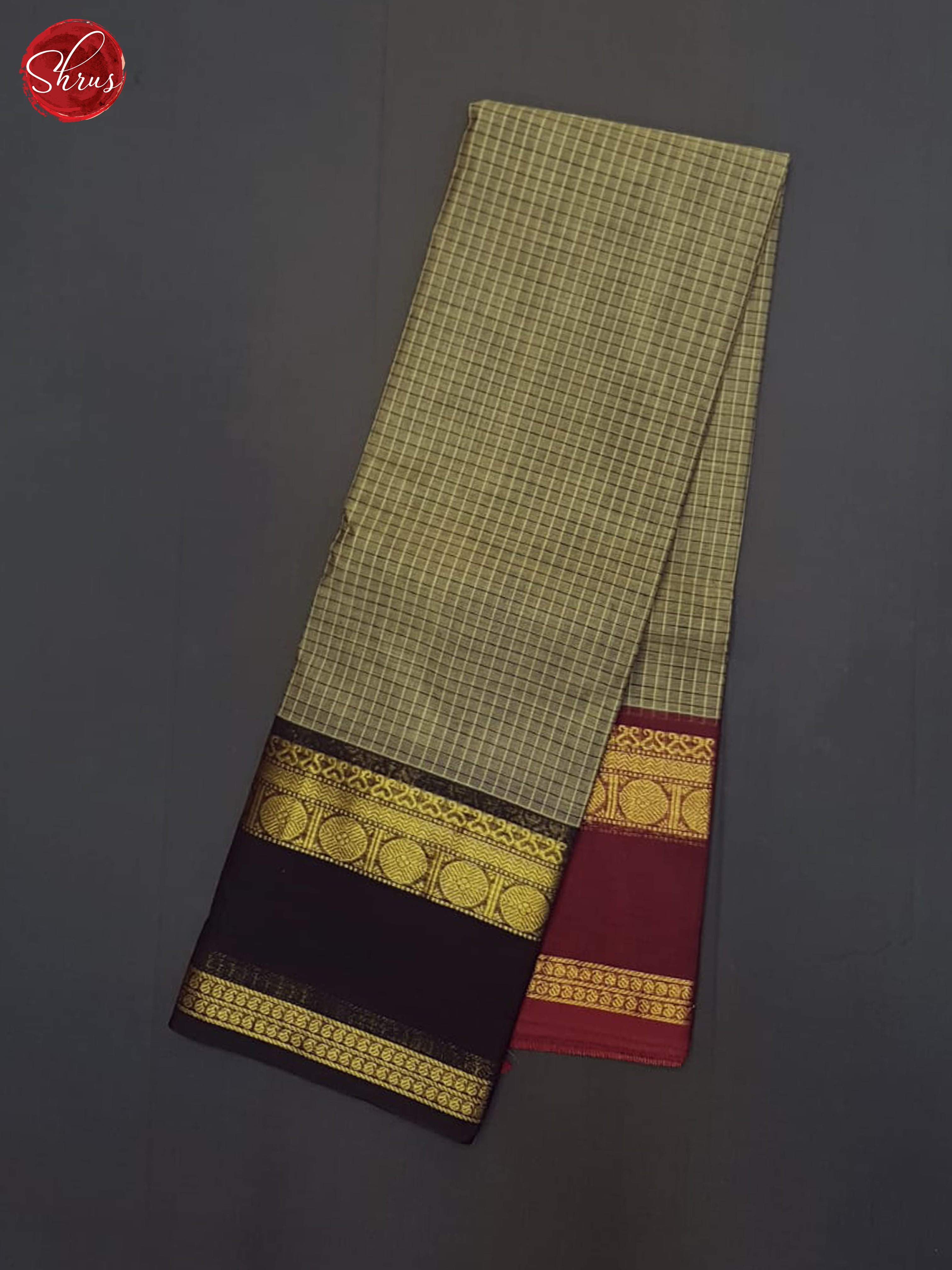 Grey & Maroon - Chettinad Cotton Saree - Shop on ShrusEternity.com