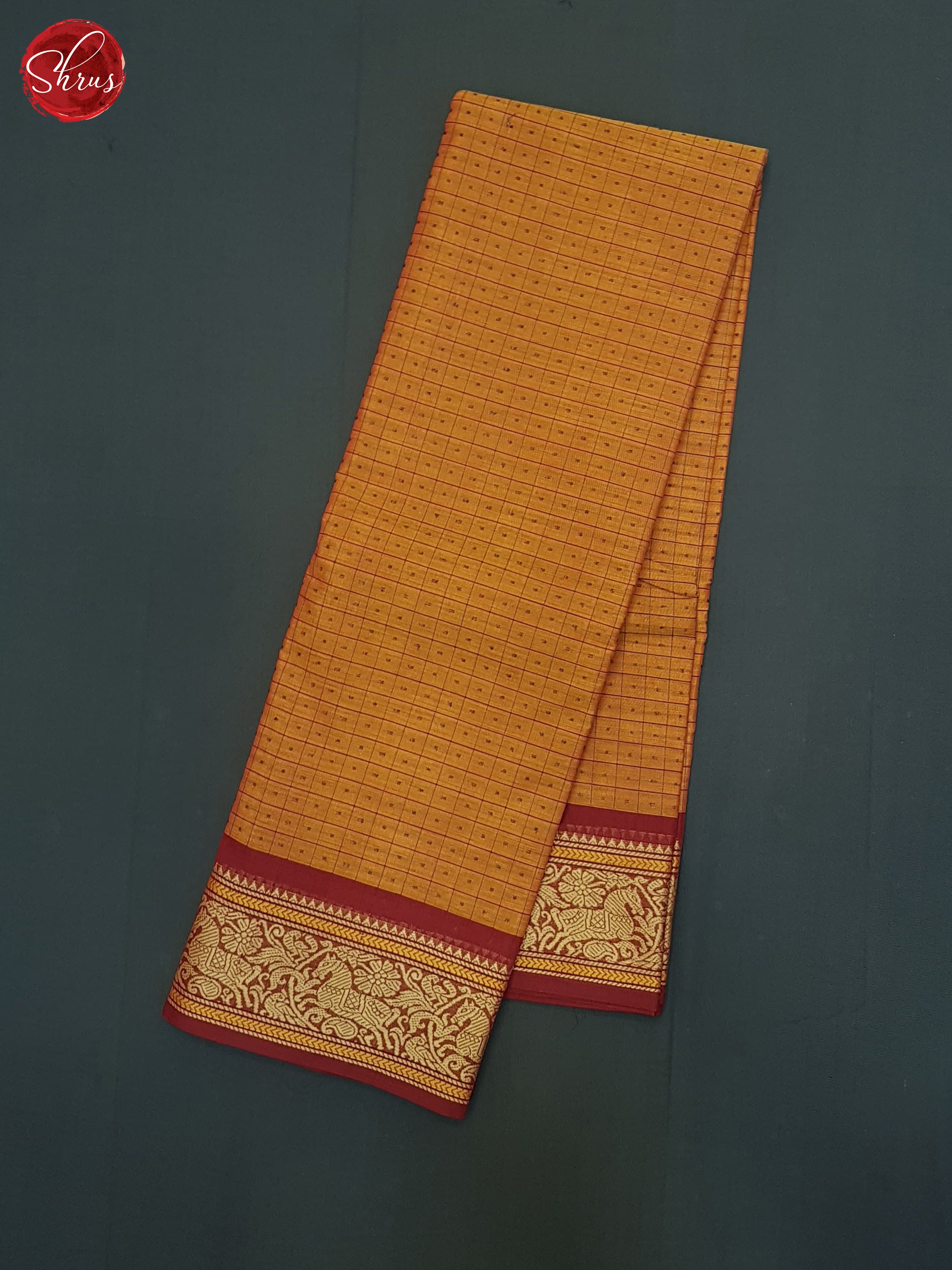 Orange & Maroon - Chettinad Cotton Saree - Shop on ShrusEternity.com