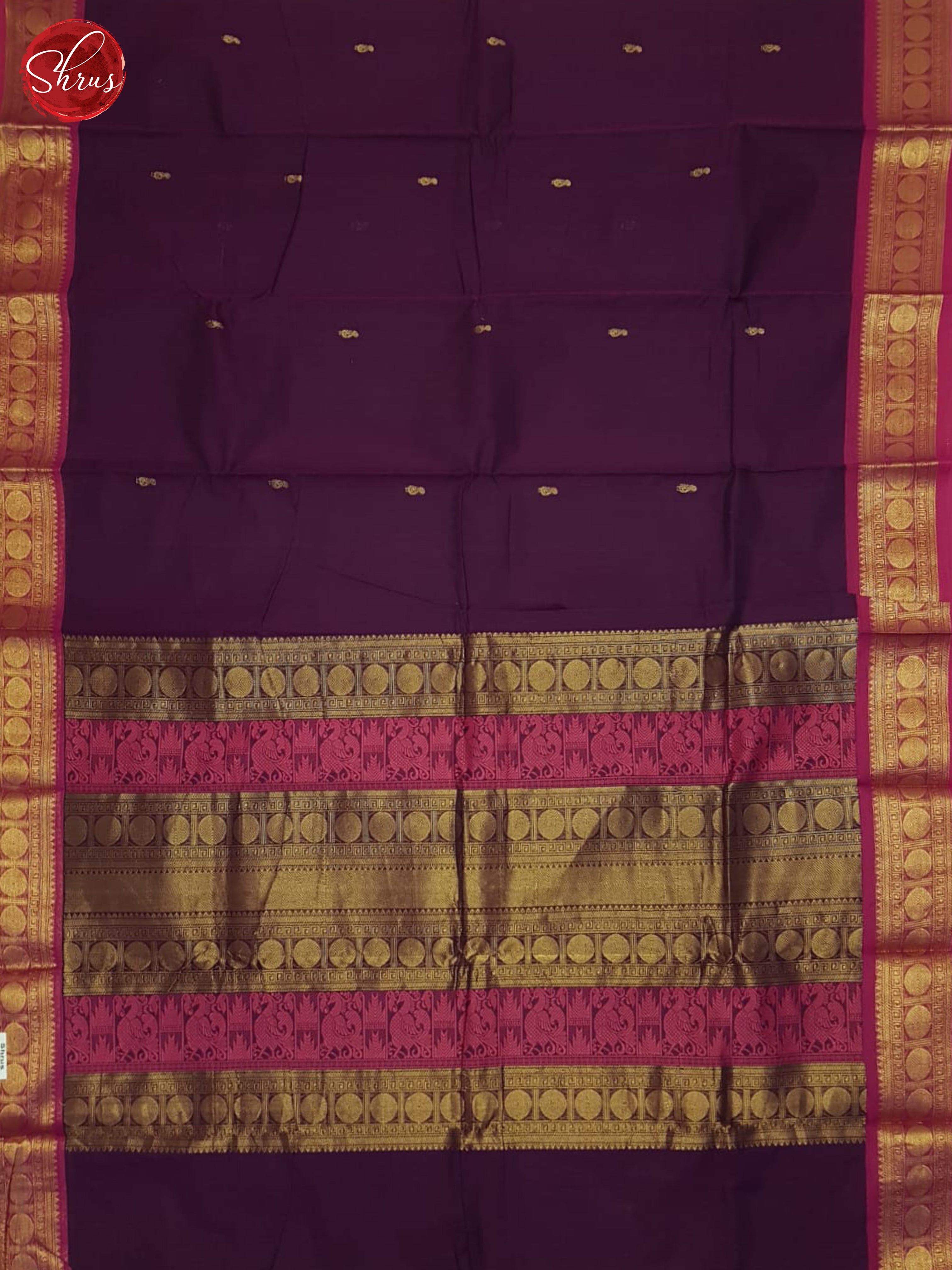 Wine & Pink- Kanchi Cotton Saree - Shop on ShrusEternity.com