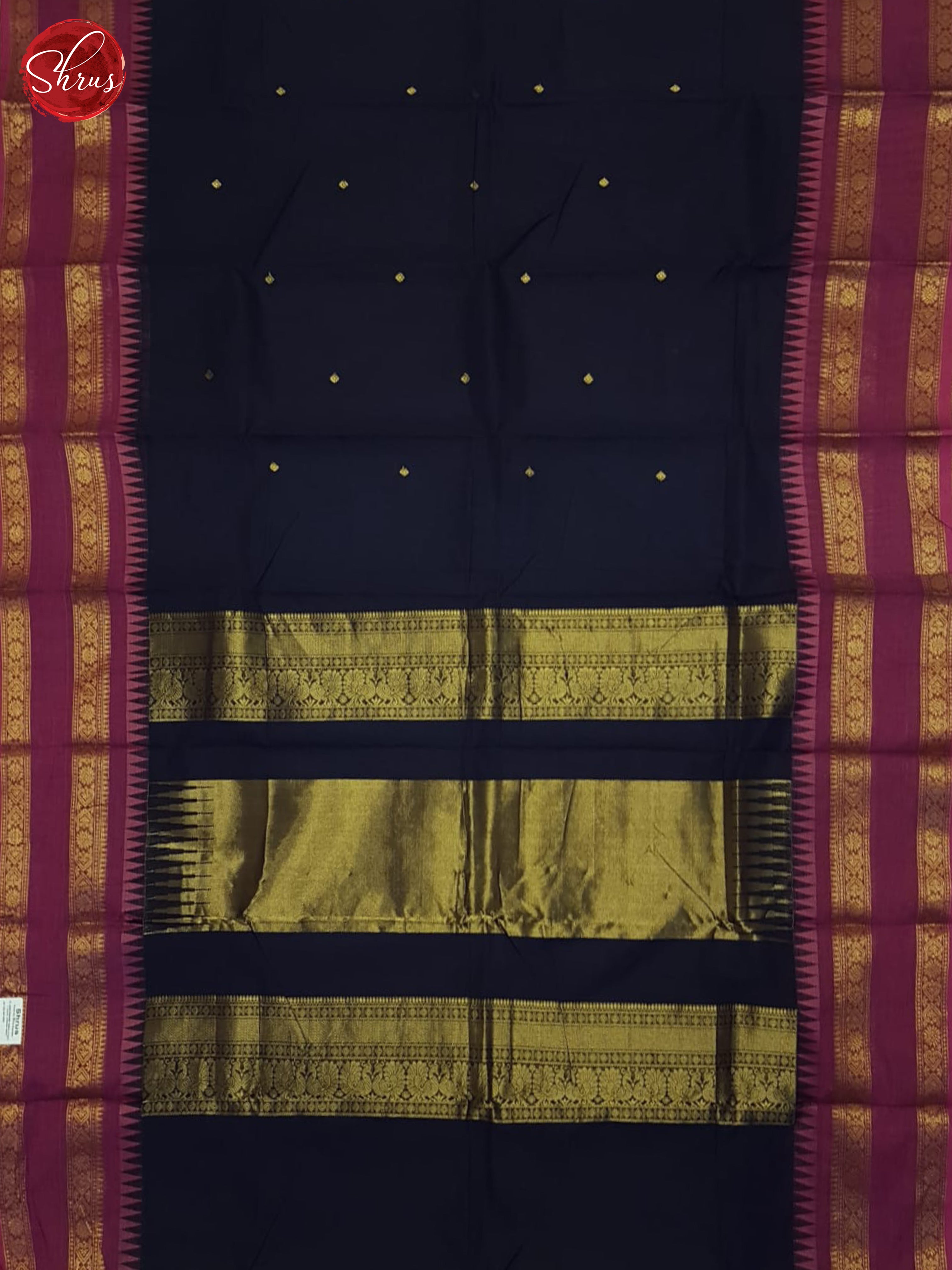 Blue & Wine - Kanchi Cotton Saree - Shop on ShrusEternity.com